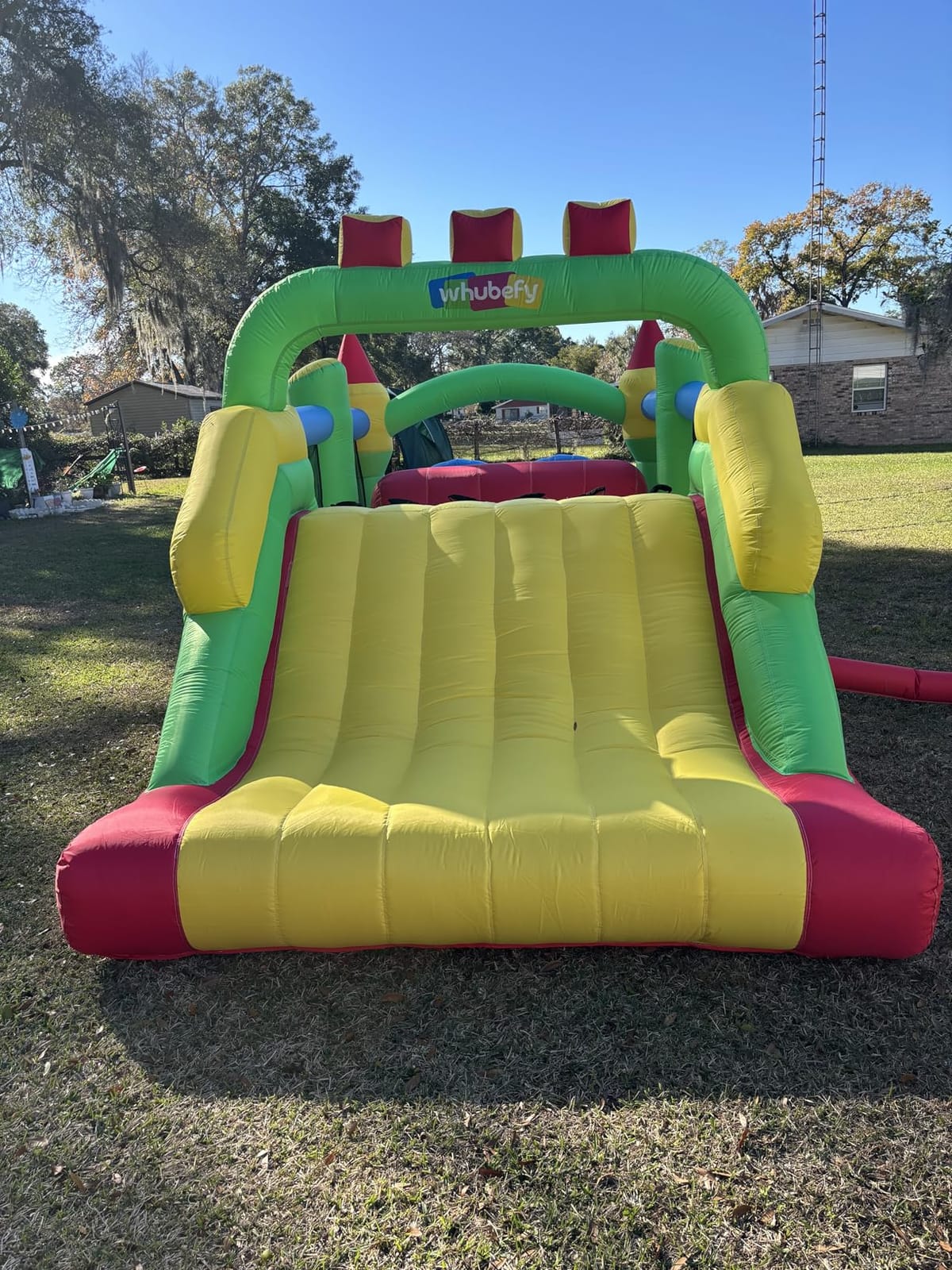 Whubefy 18.5x8.2FT Large Bounce House Obstacle Course for Big Kids 8-12/3-6 - Inflatable Obstacle Course with Extra Wide Slide, Racing Tunnels, 680W Blower, Huge Bouncy Castle for Christmas Birthday Party customer photo 1