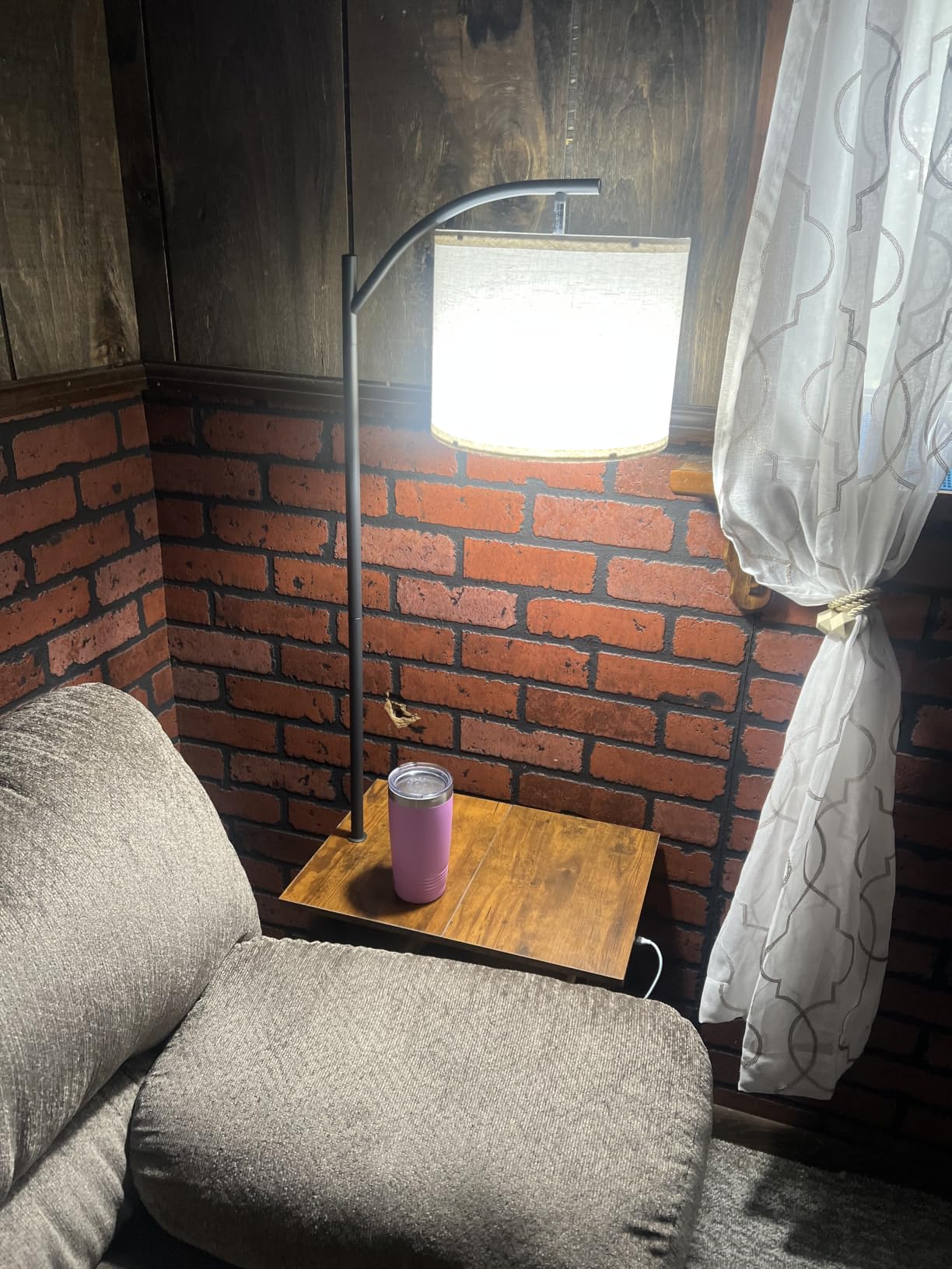 PESRAE Floor Lamp with Table, End Tables with Charging Station | USB, Type-C & AC Outlet; 3 Color Temperatures 9W LED Bulb, Modern Side Table with 3 Shelves for Living Room, Bedroom customer photo 1