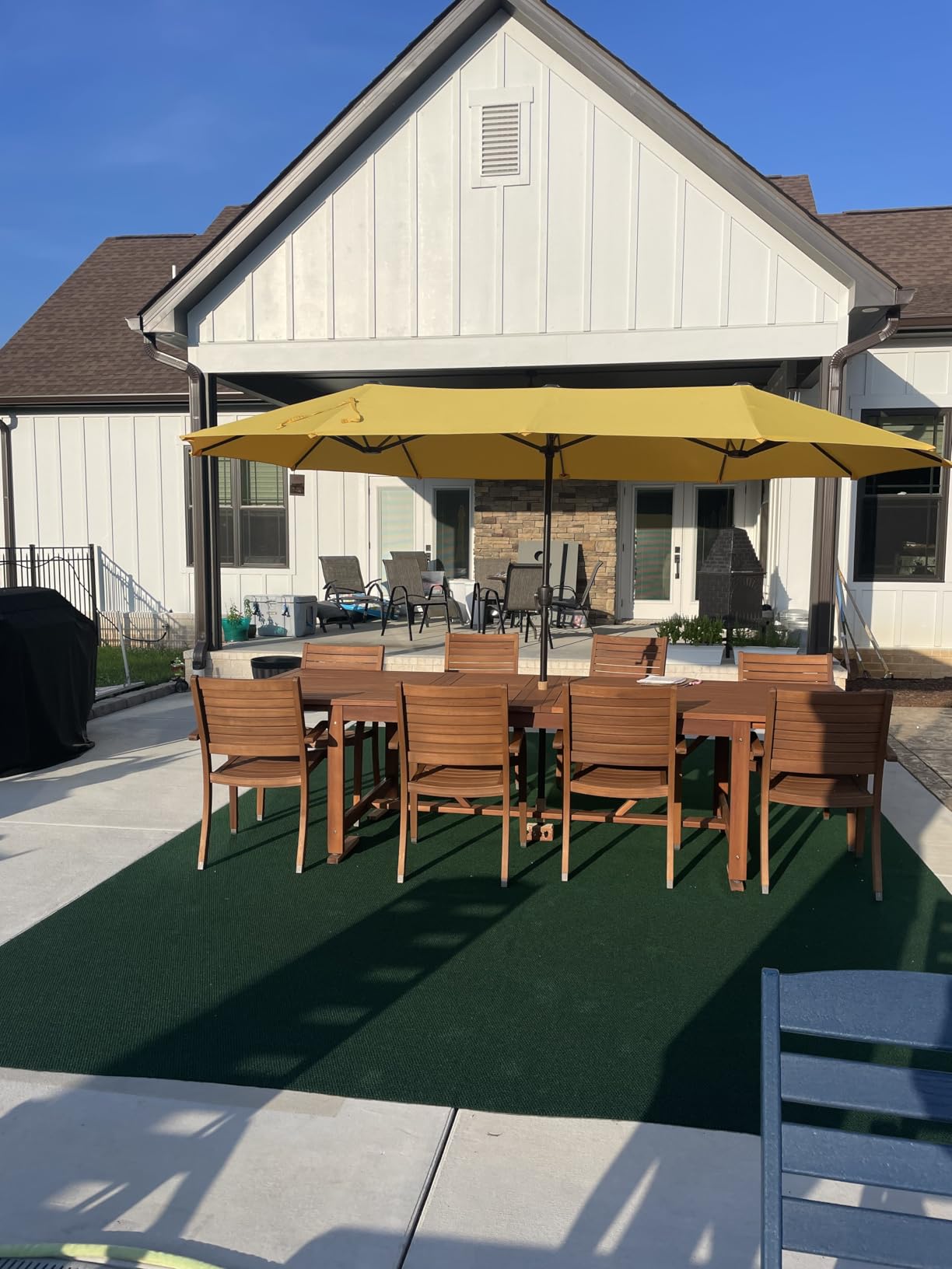 GREEN PARTY 13 ft Outdoor Patio Umbrella, Large Rectangular Table Umbrellas | Double-Sided, UV & Fade Resistant Canopy for Deck Poolside Garden Backyard, Market Umbrella with Crank & 1.5