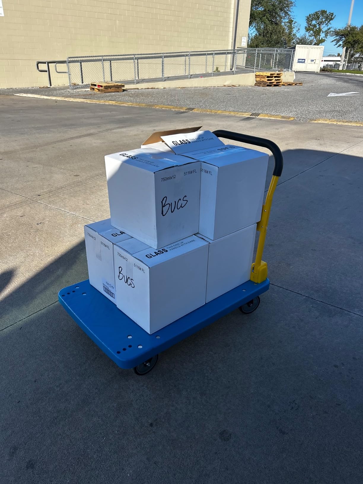 MaxWorks 50888 PP Foldable Heavy Duty Platform Truck Push Dolly 770-lbs Capacity Blue Platform with Yellow Handle customer photo 1
