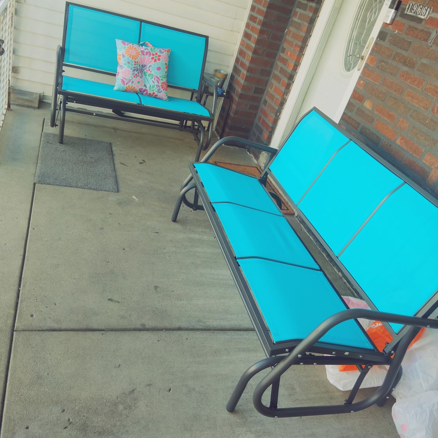 Outsunny 3-Person Patio Glider Bench Outside 3 Seats Light Mixed Brown customer photo 2