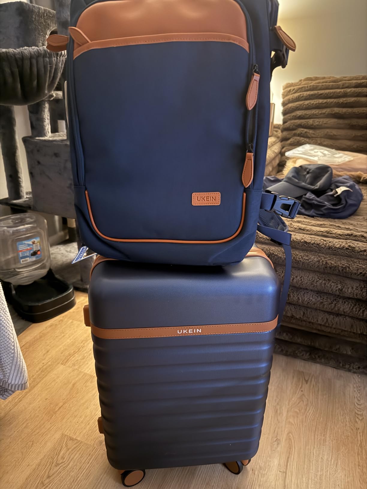 UKEIN Luggage Sets 3 Piece, Carry On Luggage 20In With Spinner Wheels,PC Hardside Suitcase Set with TSA Lock,Durable Carry On Suitcase With Travel Backpack for Men (Grey, 3 piece set (20inch)) customer photo 2