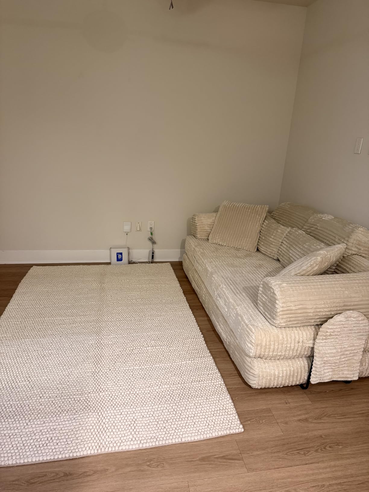 S & L Homes 100% Wool Hand Woven Chunky Knit Popcorn Rug - Beige Contemporary Area Rug for Living Room Bedroom (6' x 9' - Beige) customer photo 1