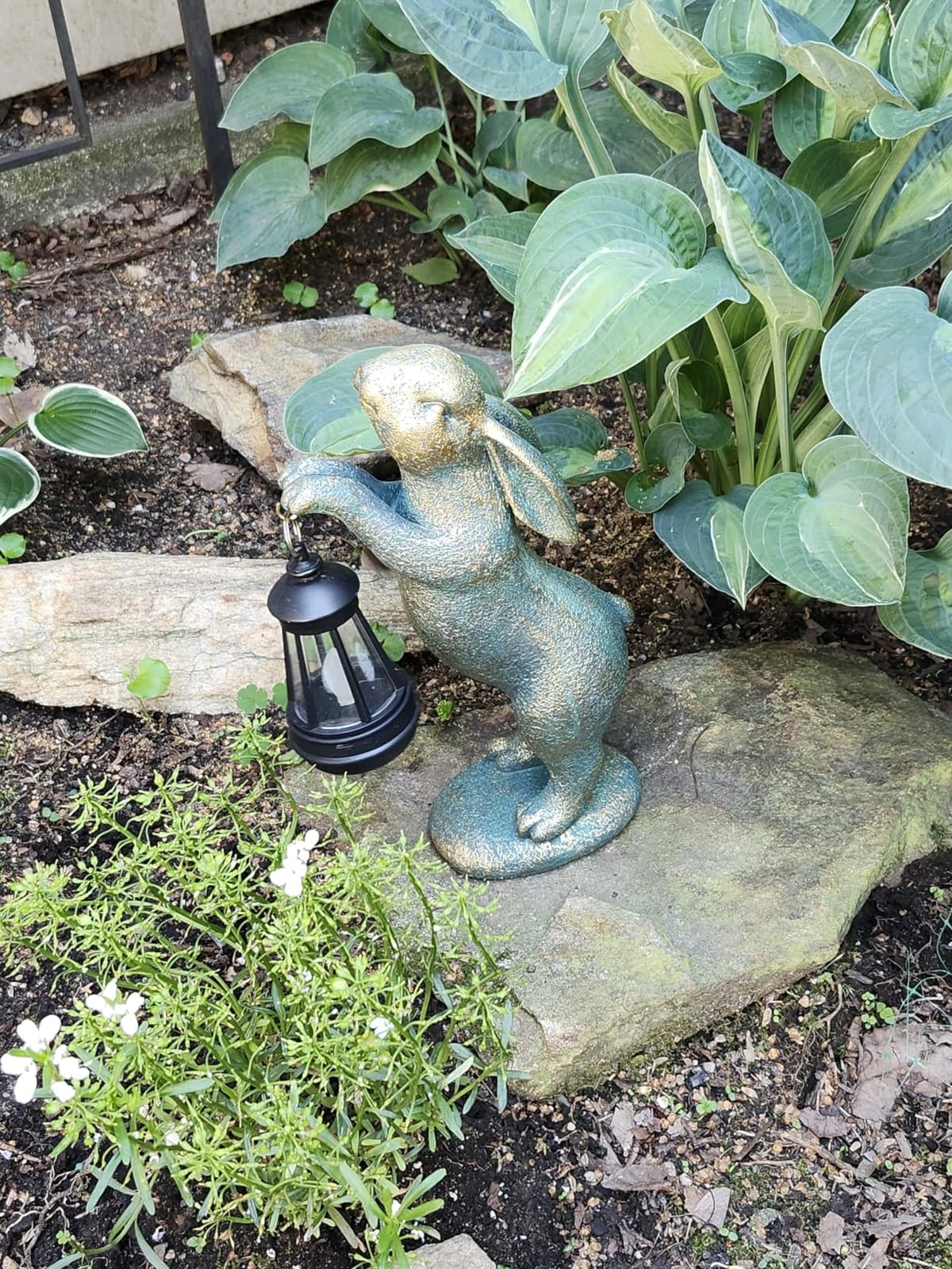 MININOVA Garden Statues Rabbit with Solar Lantern Outdoor Bunny Decoration | Resin Outdoor Figurine Light Decoration for Patio, Yard, Lawn Ornaments Gifts for Mother's Day Birthday Housewarming customer photo 1