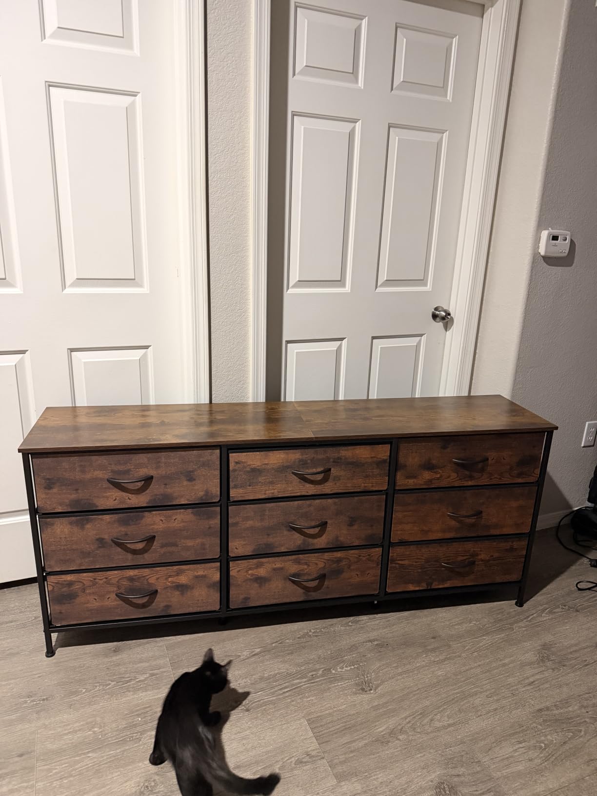 Huuger 63 Inch Dresser for Bedroom, Dresser for Closet with 9 Fabric Drawers, Large TV Stand for 55, 65, 70 Inch TV, Entertainment Center with Storage, Wide Long Chest of Drawers, Rustic Brown customer photo 2