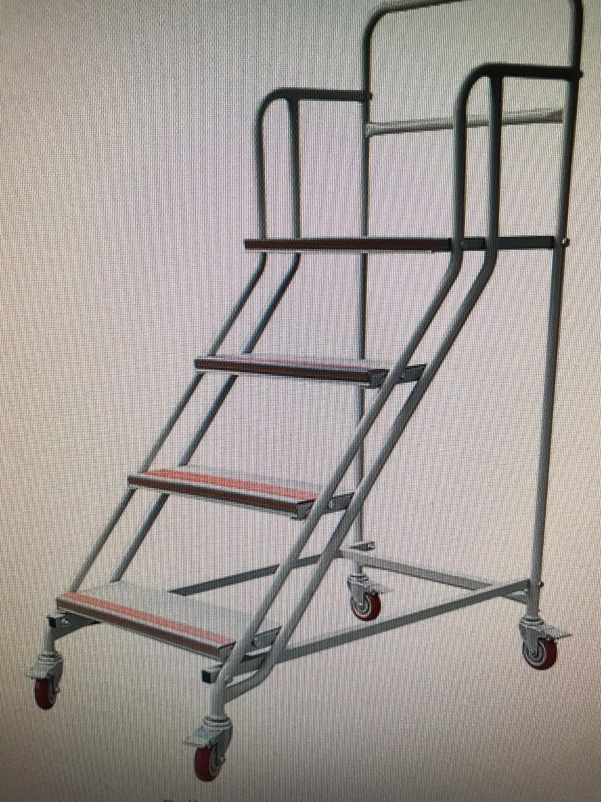 4 Steps Ladder with Wheels, Industrial & Warehouse Step Ladder, Rolling Steps Ladder with Vinyl Stair Edge Protector, 23.6IN Wide, 39.4IN top Step Height, 445LBs Capacity customer photo 2