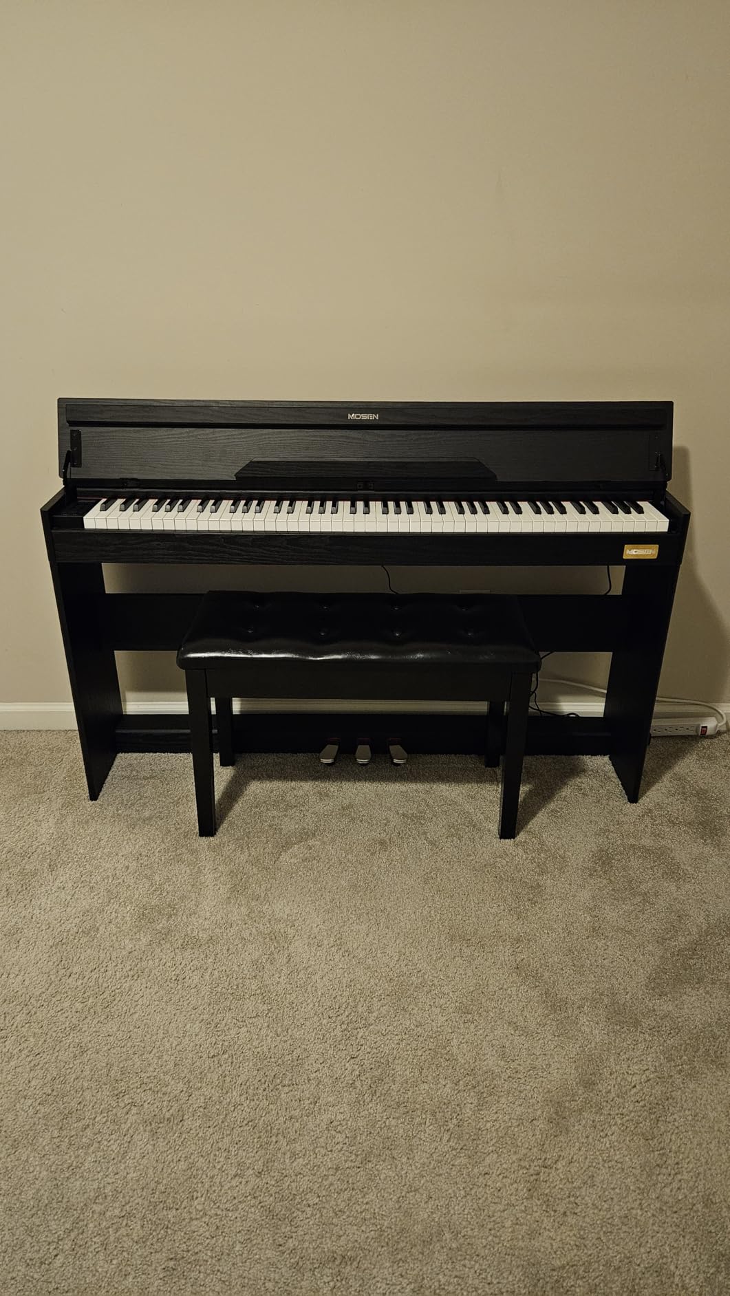 MOSEN 88 Key Digital Paino Fully Weighted Keyboard with Graded Hammer Action, 380 Tones, Triple Pedal, Upright Wood Stand, USB-MIDI, Full Size Home Electric Pianos for Beginner, MDP-110 customer photo 2