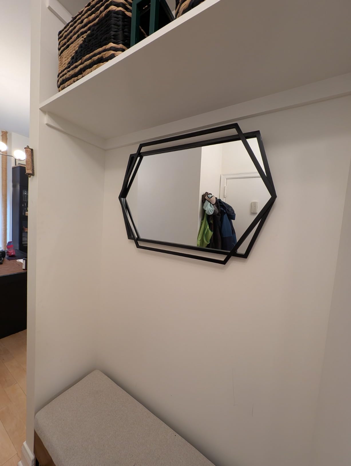 LuxenHome 3-Piece Black Metal Rectangular Wall Mirror Set | Black Accent Entryway Wall Mirror, Mounted Living Room Dining Room Decor customer photo 1