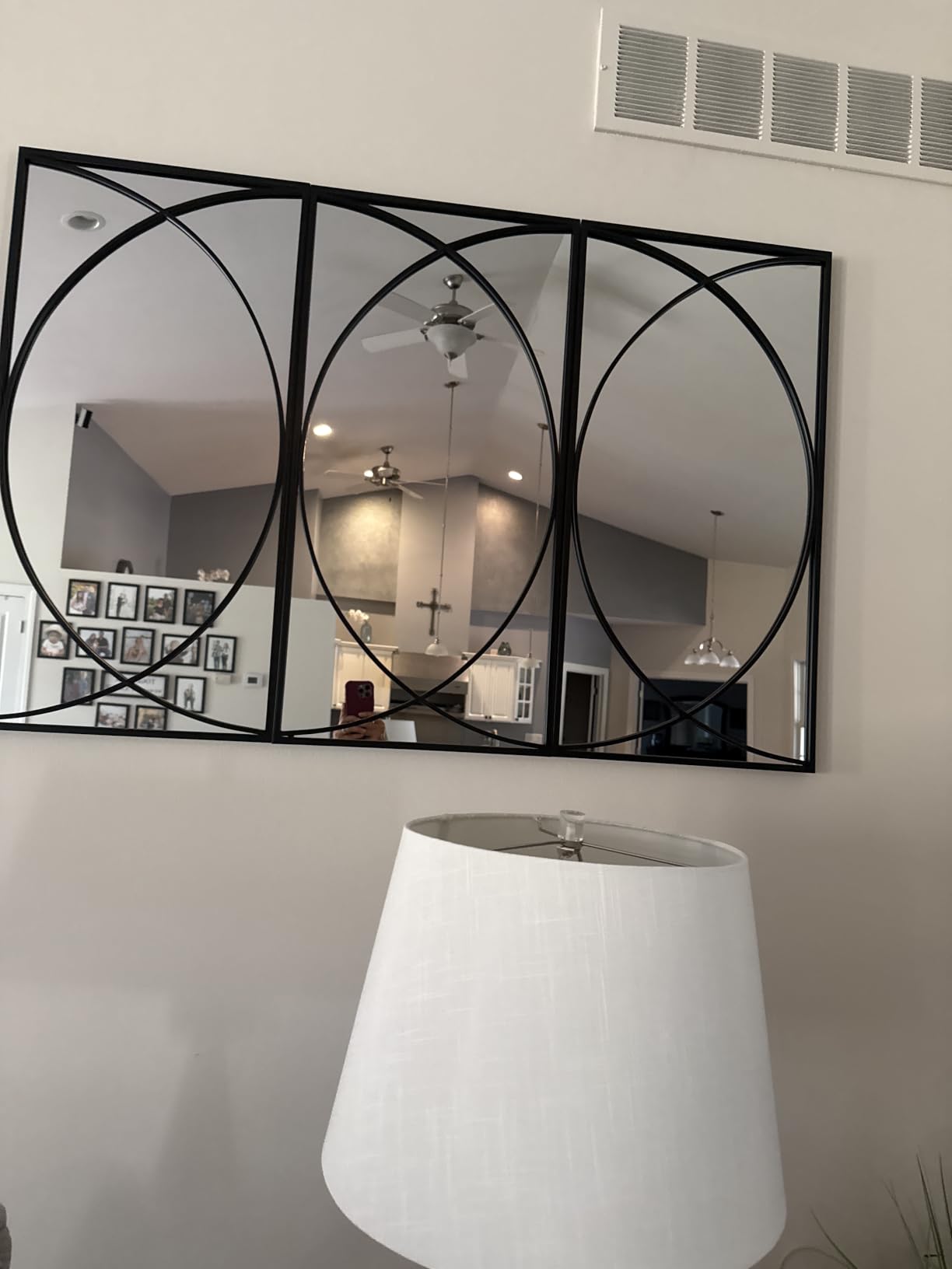 LuxenHome 3-Piece Black Metal Rectangular Wall Mirror Set | Black Accent Entryway Wall Mirror, Mounted Living Room Dining Room Decor customer photo 2