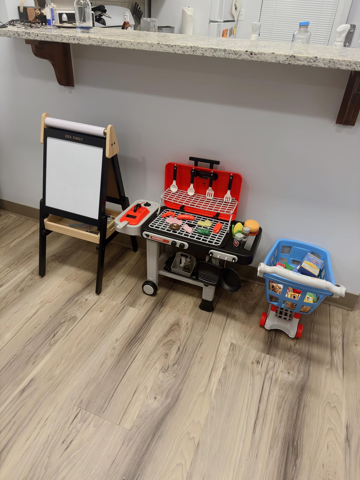 3 in 1 Easel for Little Kids with Wood Tray, Double Sided Wooden Easel with Paper Roll, Magnetic Whiteboard & Dry Erase Black Chalkboard, Height Adjustable Painting Standing for Toddlers Childrens 2-5 customer photo 2