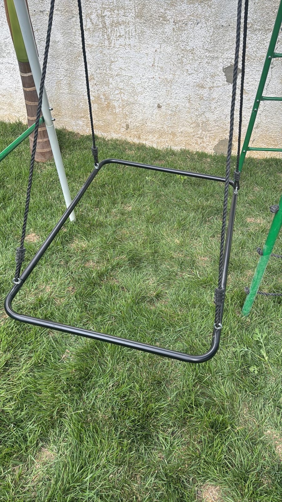 Hapfan Swing Sets for Backyard with Monkey Bars, 5 in 1 Playground Set | Monkey Bars+ Belt Swing + Platform Swing + Climbing Net + Trapeze Bar, ASTM Tested | CPSC Safety Compliant (White & Green) customer photo 1
