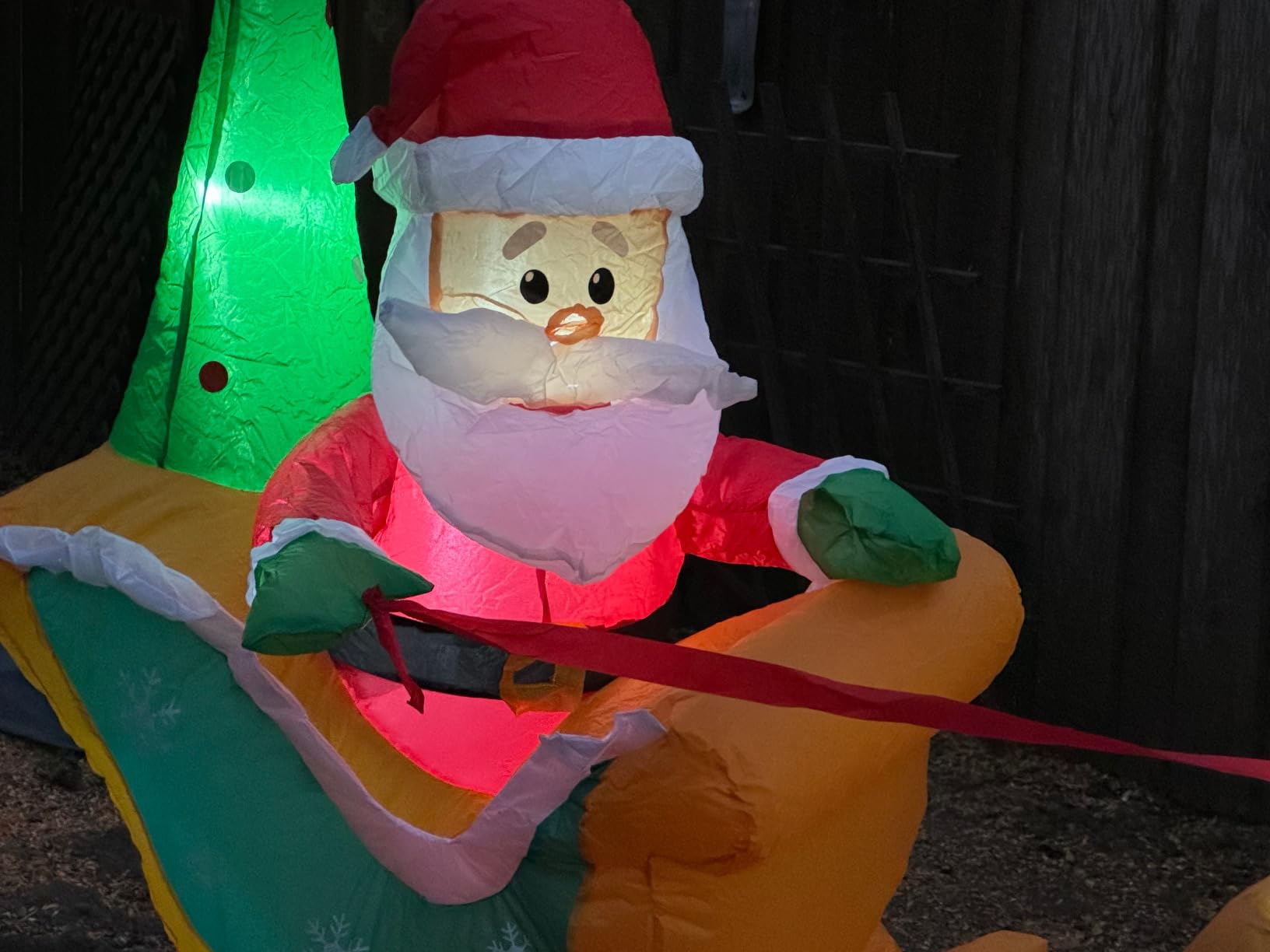 Danxilu Christmas Inflatables 10 FT Long Santa Sleigh and Reindeer Decor | Built-in Colorful LEDs, Inflatable Santa Claus Deer Sled Blow Up Outdoor Yard Decorations for Outside Lawn, Xmas Holiday Gift customer photo 1