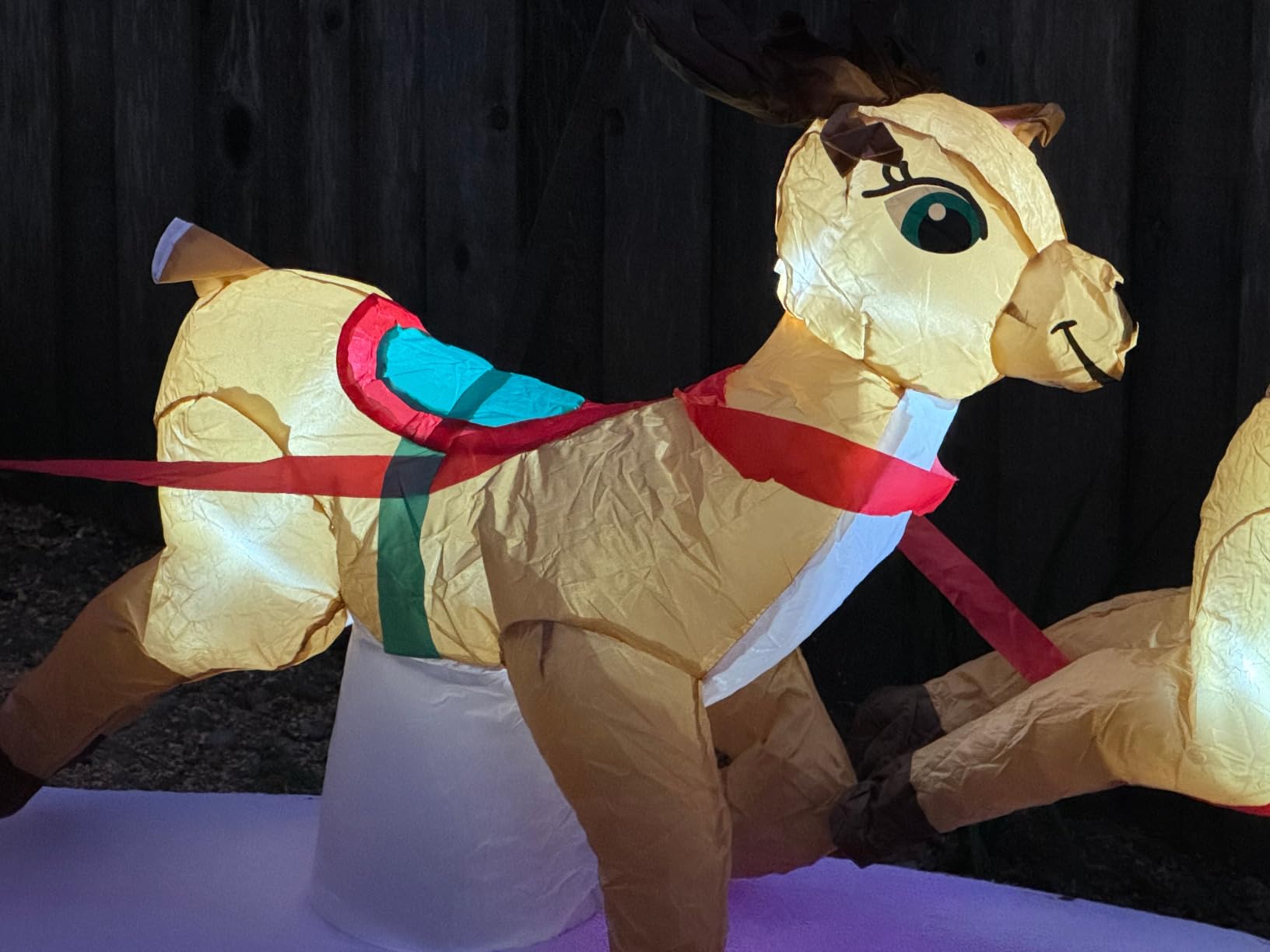 Danxilu Christmas Inflatables 10 FT Long Santa Sleigh and Reindeer Decor | Built-in Colorful LEDs, Inflatable Santa Claus Deer Sled Blow Up Outdoor Yard Decorations for Outside Lawn, Xmas Holiday Gift customer photo 2