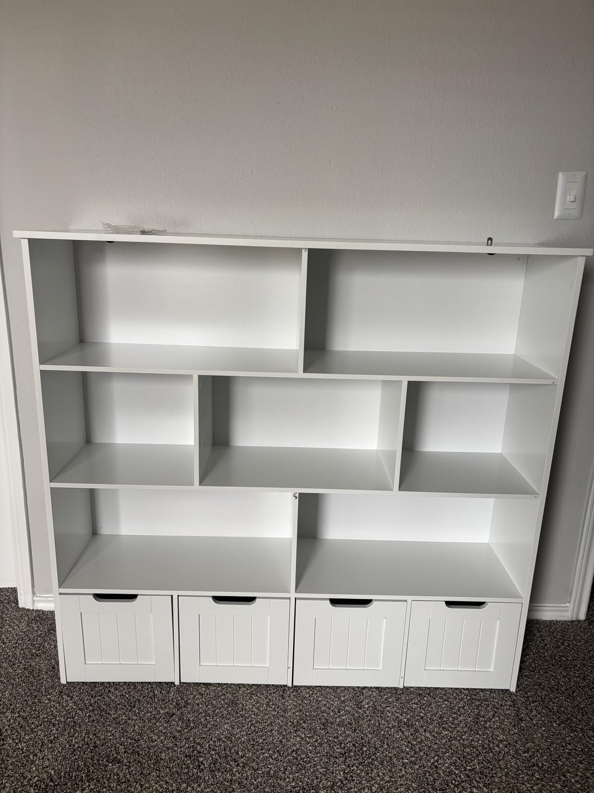 FINETONES Toy Storage Organizer with Movable Drawer Toy Organizer for Kids | Kids Bookshelf and Toy Chest Storage with Hidden Wheels, Toy Organizers and Toy Storage for Playroom, White customer photo 2