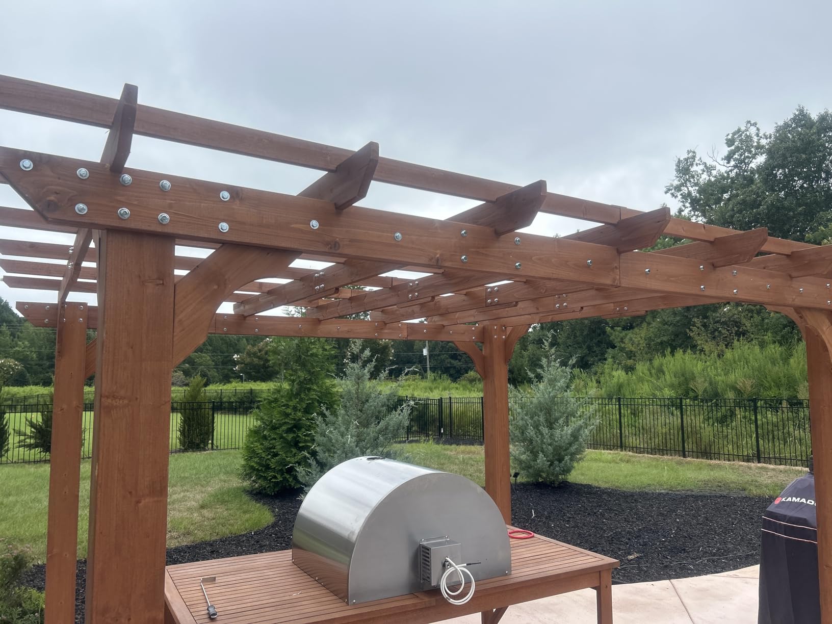MUPATER 10x12 FT All Cedar Wooden Pergola, Kit with Stakes, Quality Supported Structure, Snow and Wind Supported, Outdoor Pergola with Cedar Framed for Backyard, Deck, Lawn customer photo 2
