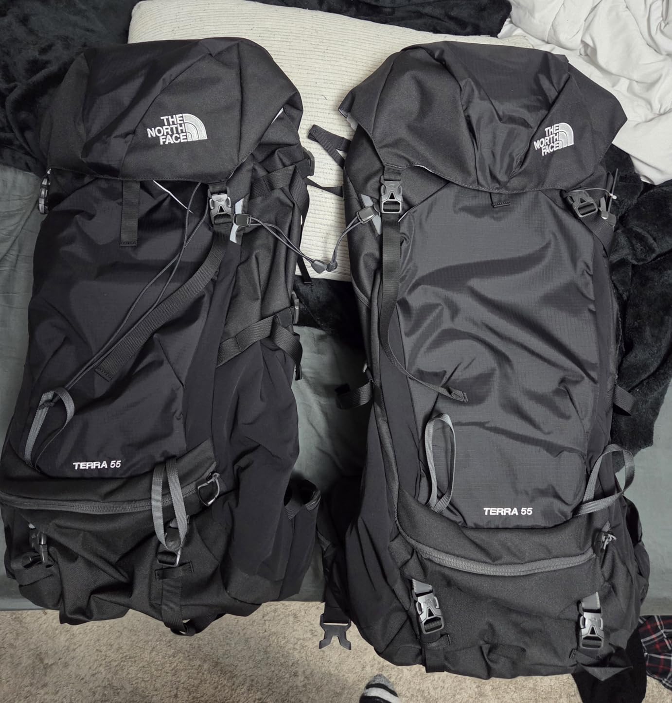 The North Face Terra 55 Backpack - Unisex Hiking Pack, Cinch-Top Opening with Zipper, Pole & Ice Axe Attachments, TNF Black/Asphalt Grey-NPF, Large/X-Large customer photo 2