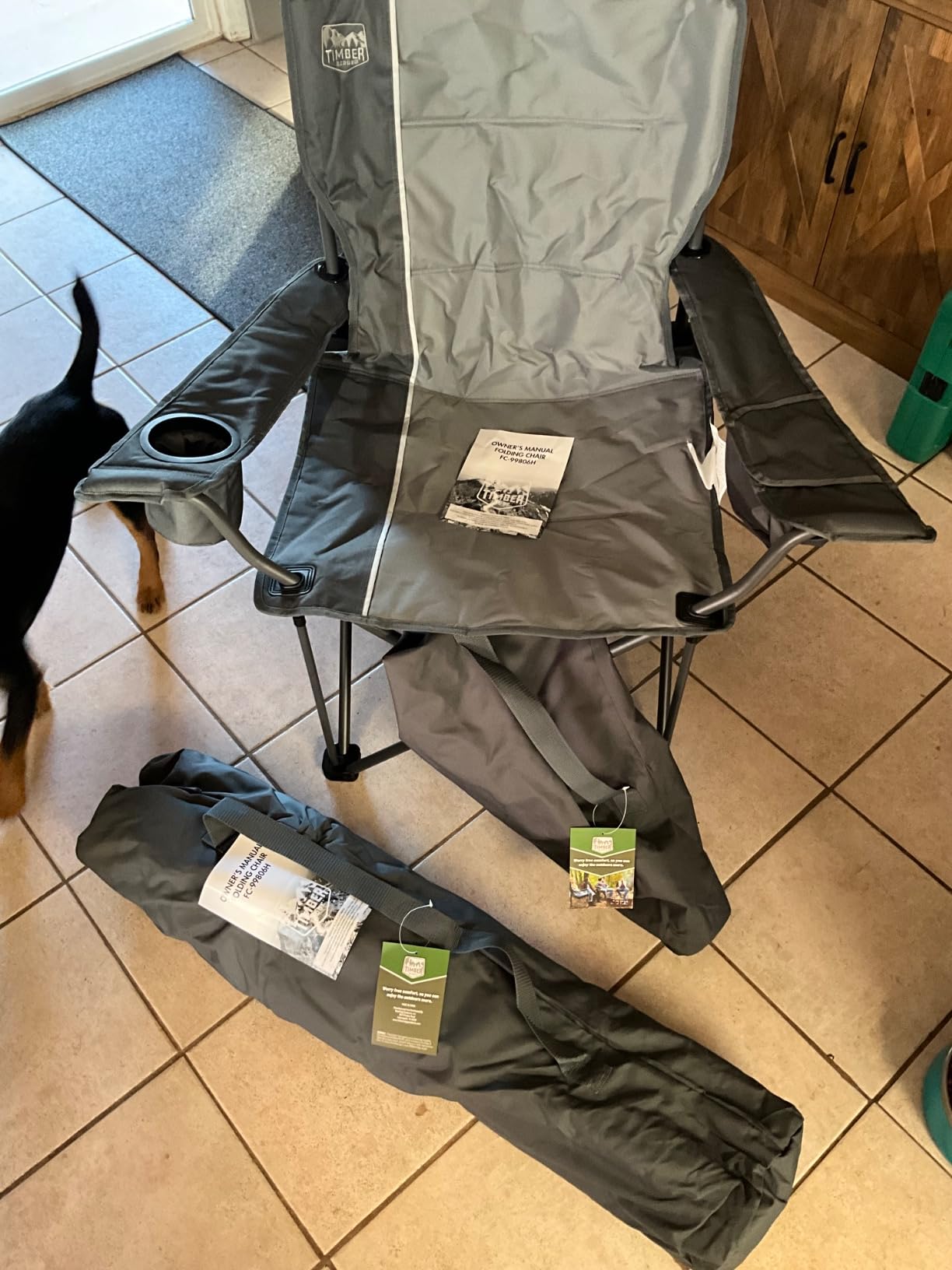TIMBER RIDGE Oversized Folding Camping Chair for Adults | Support 550 LBS Heavy Duty with Cup Holder Side Pocket for Camping, Lawn, Picnic, Grey customer photo 2