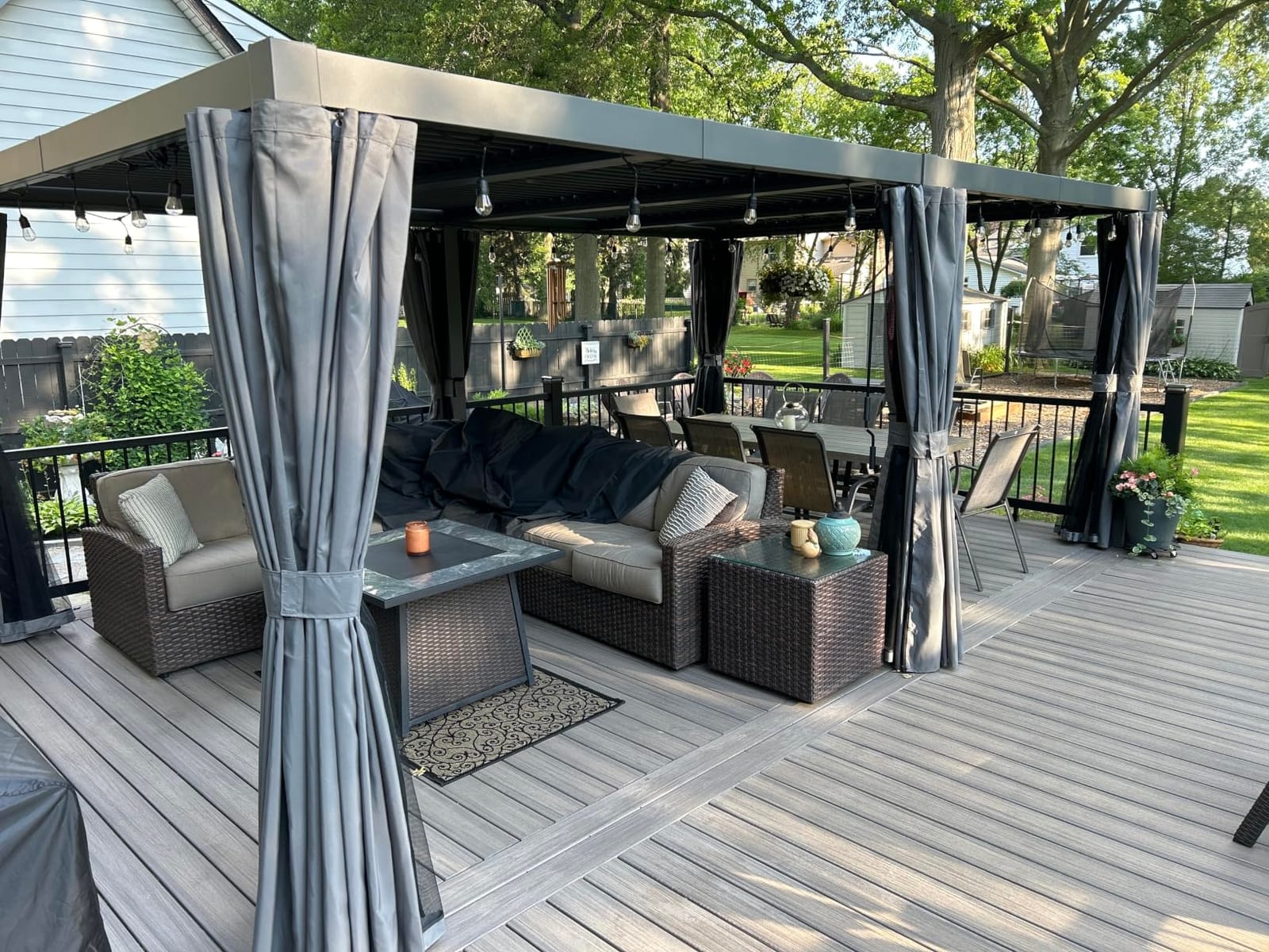 Aoxun Louvered Pergola 12x20 All-Aluminum, Waterproof Curtains and Netting | Outdoor Gazebo with 2 Independent Adjustable Roofs, Integrated Drainage System for Patios, Deck & Backyard customer photo 1