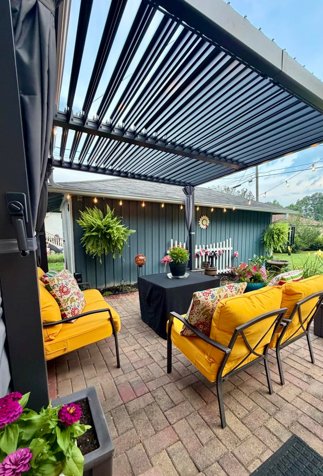 Aoxun Louvered Pergola 12x20 All-Aluminum, Waterproof Curtains and Netting | Outdoor Gazebo with 2 Independent Adjustable Roofs, Integrated Drainage System for Patios, Deck & Backyard customer photo 2