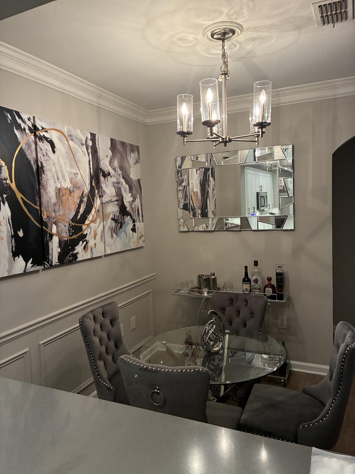 Chende Large Living Room Mirror for Decor, 44'' x 24'' Modern Decorative Wall Mirrors with Uneven Glass Frame, Rectangle Elegant Mirror with Glass Beveled Edge for Entryway, Dining Room, Bedroom customer photo 1