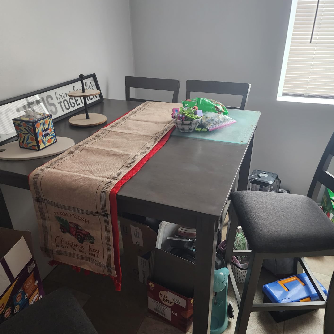 Signature Design by Ashley Wood Counter Height Dining Table Set for 4 | Space-saving 5-piece set, Durable mango wood veneer top, 4 ladderback stools, Kitchen dining use, Gesthaven Series customer photo 1