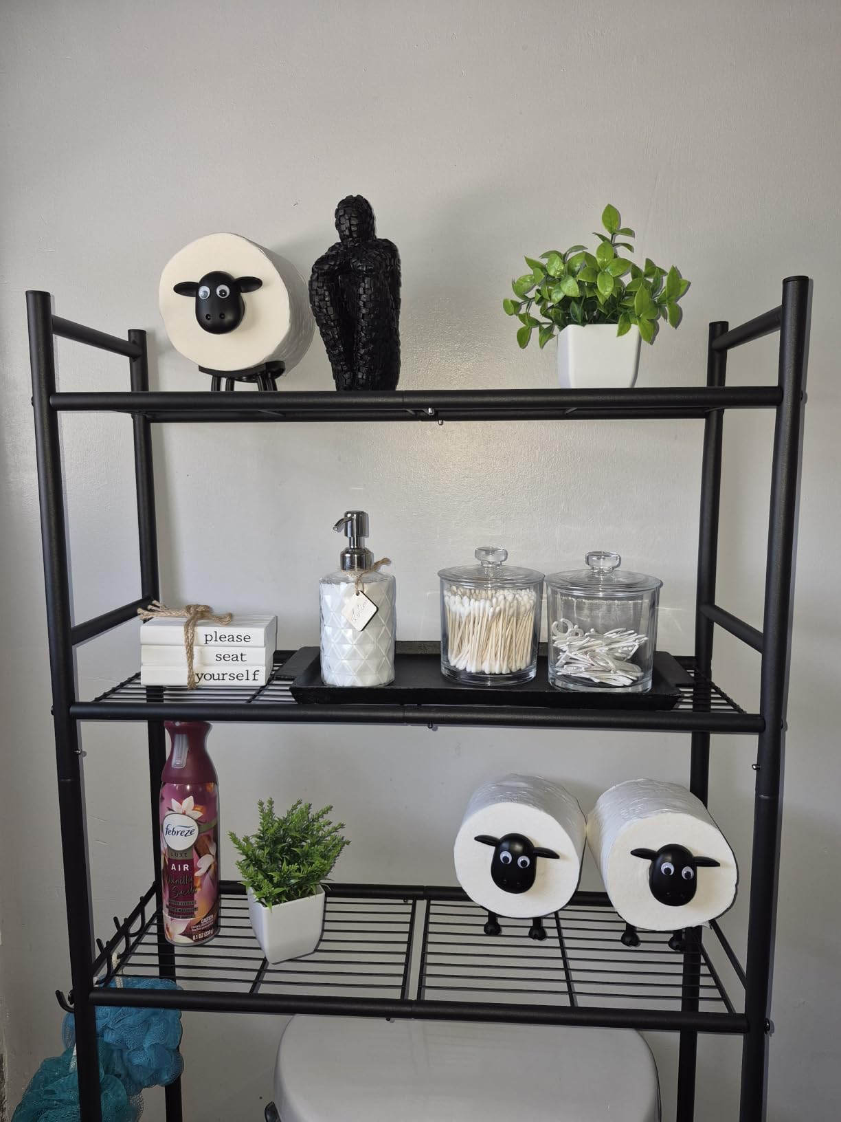 GloTika 3-Tier Over Toilet Storage with Anti-Tilt Safety System - 150lb Total Capacity Metal Bathroom Shelves customer photo 2