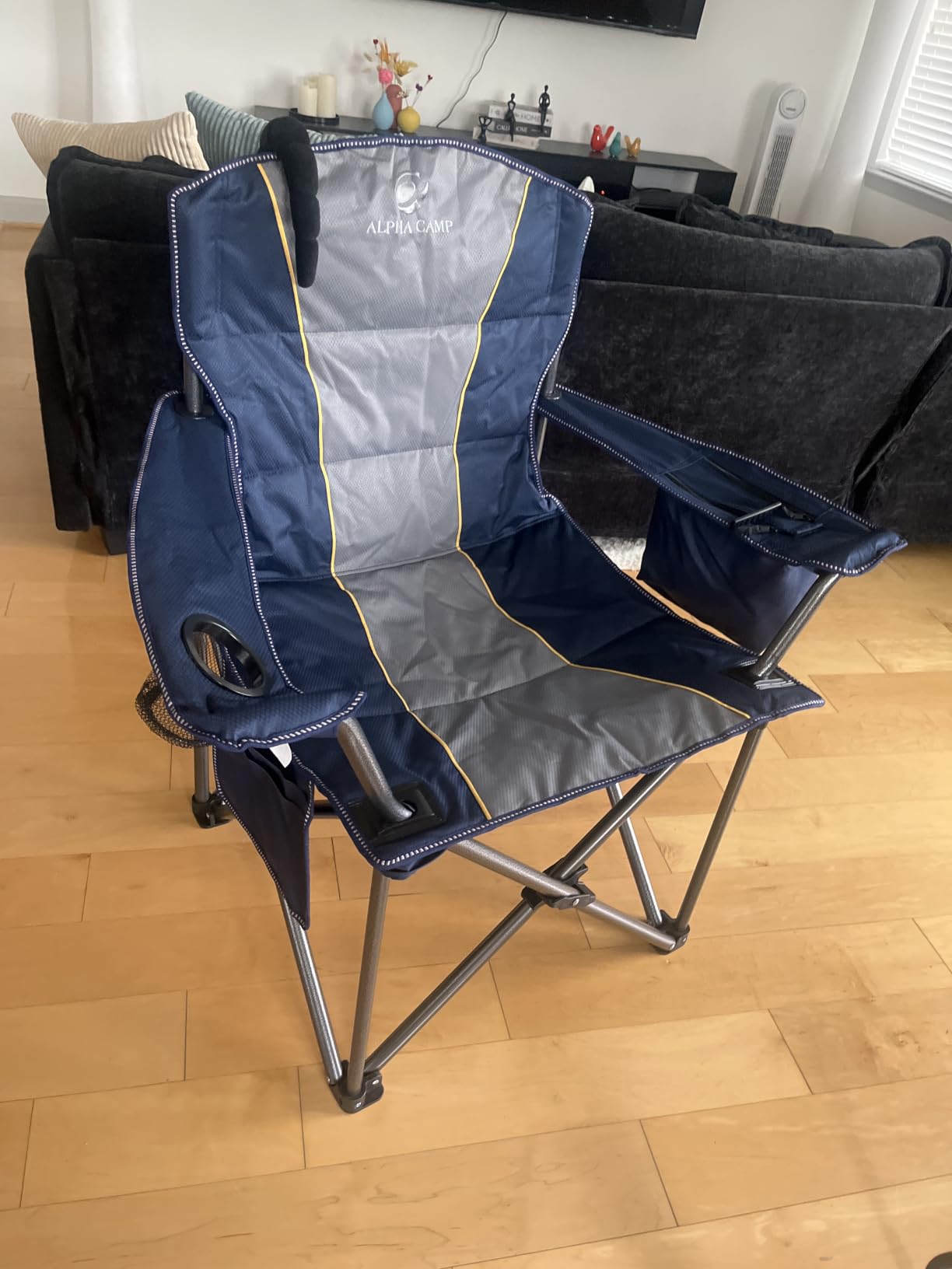 ALPHA CAMP Oversized Fully Padded Camping Chairs with Lumbar Support, Heavy Duty 500 LBS, Steel Frame, Cooler Bag, Cup Holder, Carry Bag customer photo 1