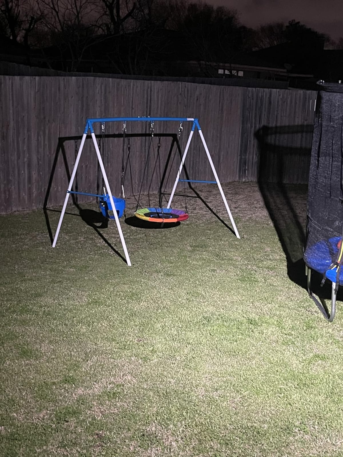 Trekassy Swing Sets for Backyard, 440lbs A-Frame with Saucer & Toddler Swing | 2 Swing Options, Heavy Duty Metal A-Frame Stand, Weather-Resistant, Easy Assembly, Outdoor Playground Equipment for Kids customer photo 1