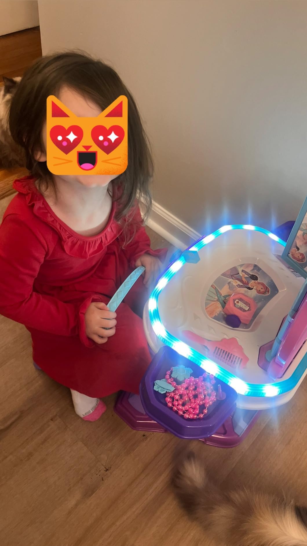 Lehoo Castle Kids Vanity Table and Chair Set, Girls Vanity Makeup Table Set | Toddler Vanity with Mirror Light & Music, Salon Pretend Play Princess Dress Up Playset, Magic Gifts for 3 4 5 Years Old Girls customer photo 2