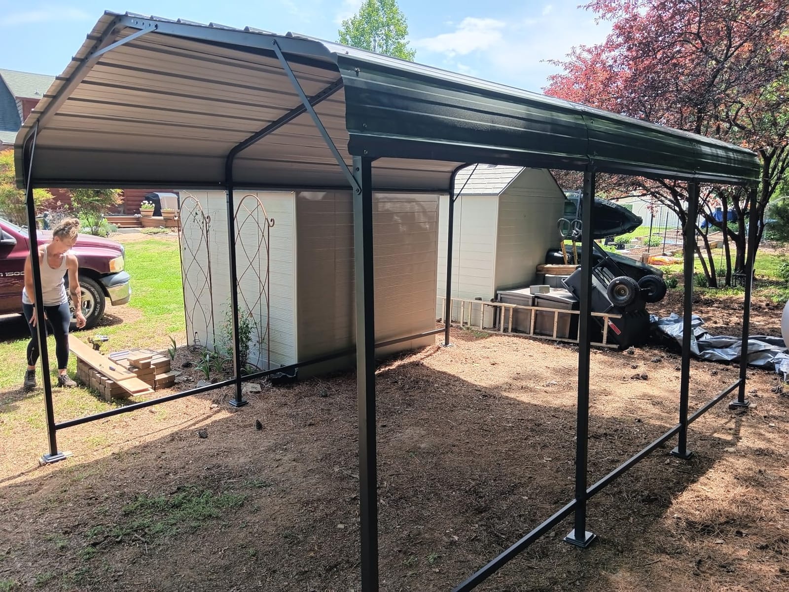AirWire 10x15 FT Metal Carport Canopy with Reinforced Base | Heavy Duty Car port, Outdoor Galvanized Steel Garage Shelter for Boat and Truck customer photo 2