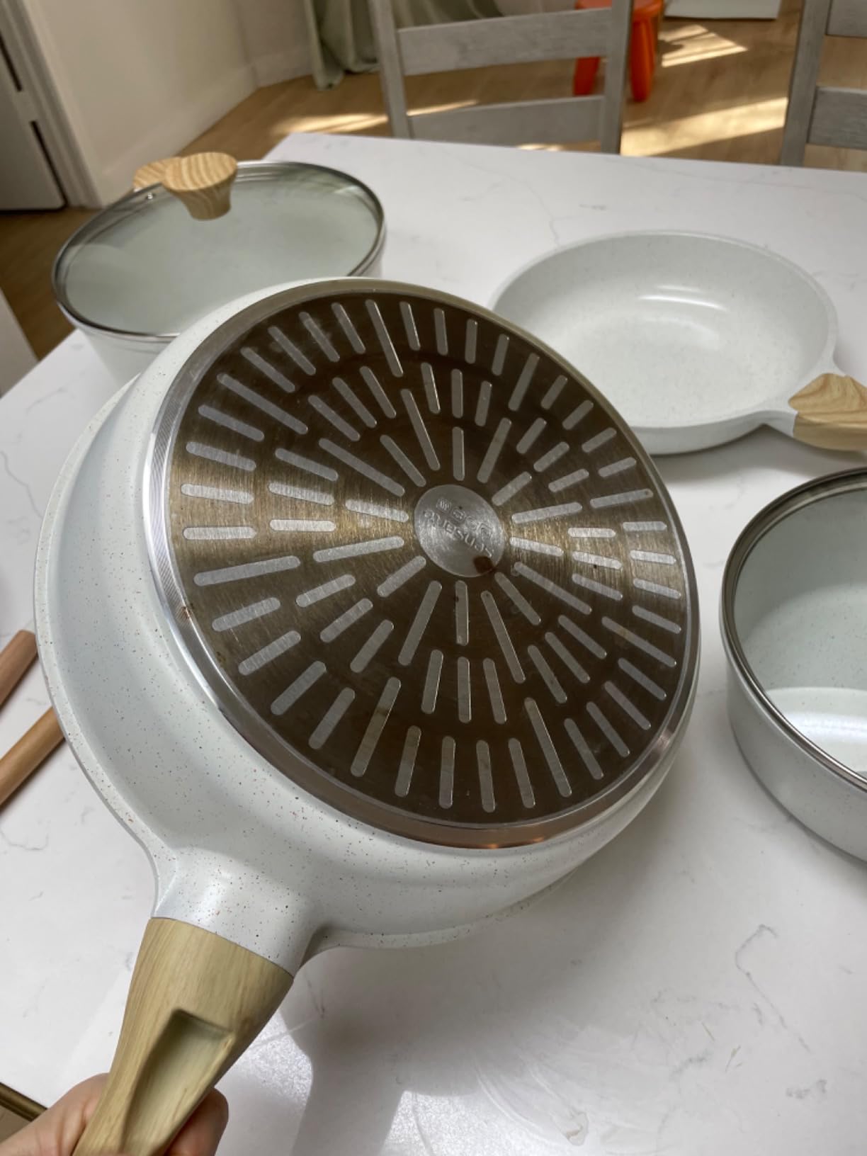 SENSARTE Nonstick Cookware Set 13-Piece, Non Stick Pots and Pans Set with Swiss Granite Coating, Healthy Kitchen Cooking Set, Stay-Cool Handles, Induction Compatible, PFOA/PFOS Free customer photo 2