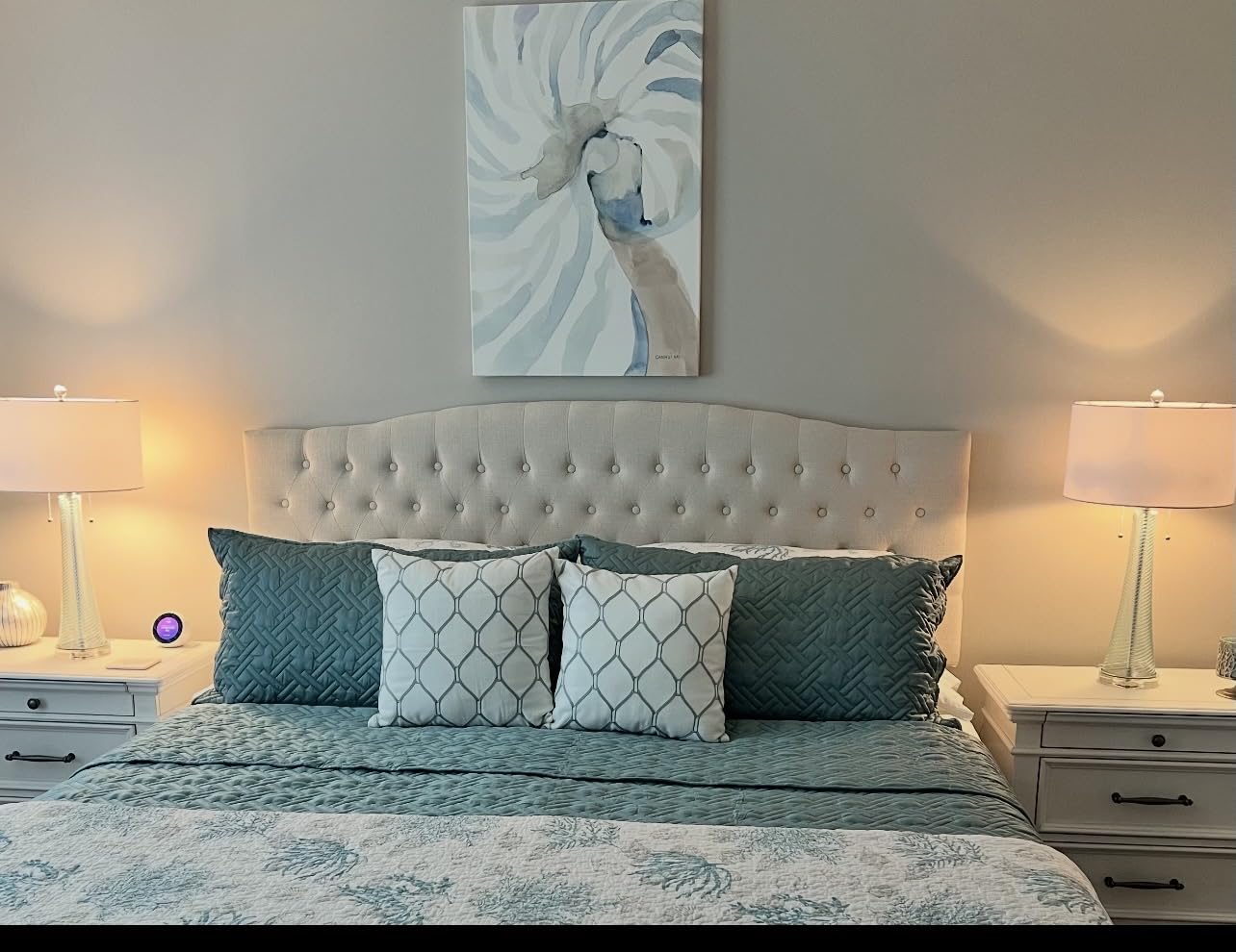 Furpopup Linen Upholstered Headboard Queen/Full Size Bed Tufted Button Headboard, Featuring High-Density Sponge Padding, Luxury Texture Easy Assembly Comfort and Style-Ivory customer photo 1