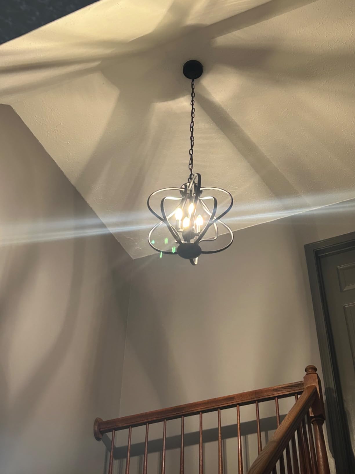 YURNYQ Modern Black Chandelier for Dining Room, 4 Lights Geometric Chandeliers, Sphere Chandelier Industrial Large Pendant Light Fixtures Hanging for Kitchen, Entryway, Foyer, Stairs customer photo 1