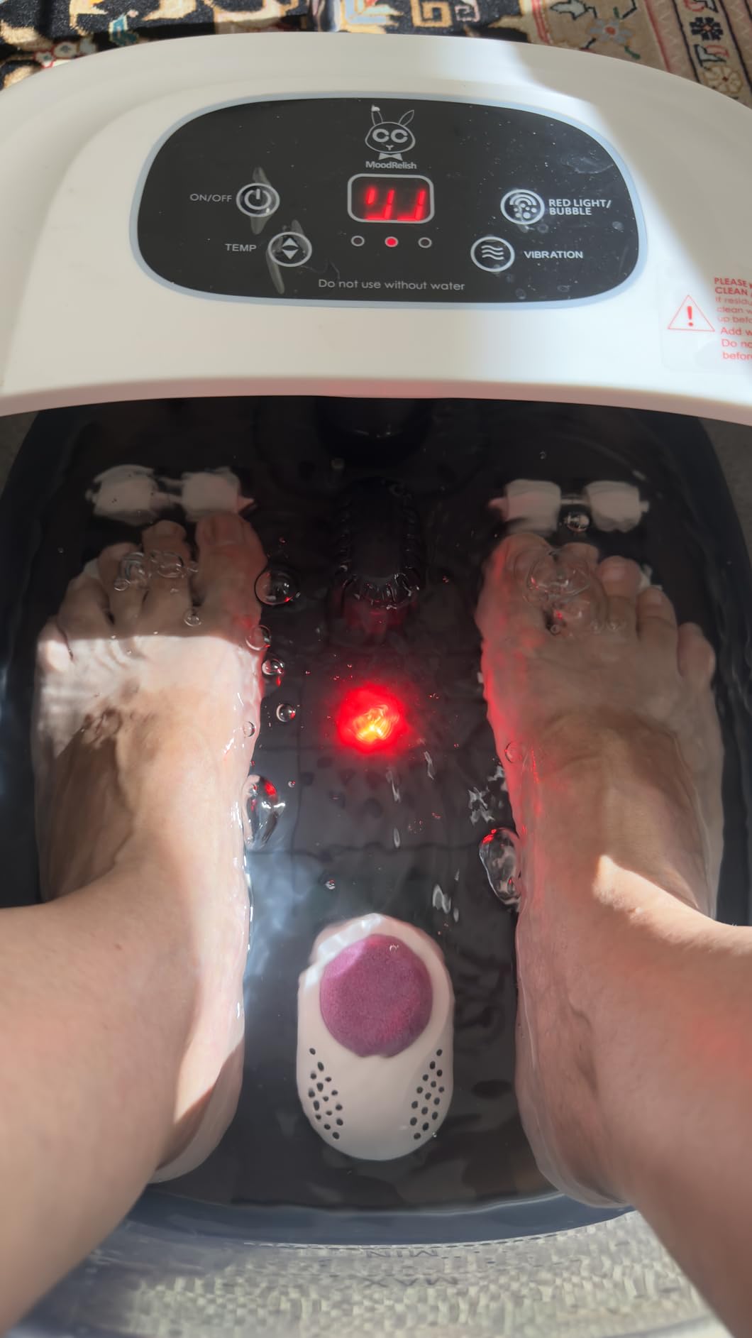 Foot Spa Bath Massager with Heat Bubbles and Vibration Massage and Jets, 16 OZ Calming Lavender Foot Soak Epsom Salt, MoodRelish Foot Soaker with Red Light, 22 Massage Rollers, Adjustable Temp - Black customer photo 1