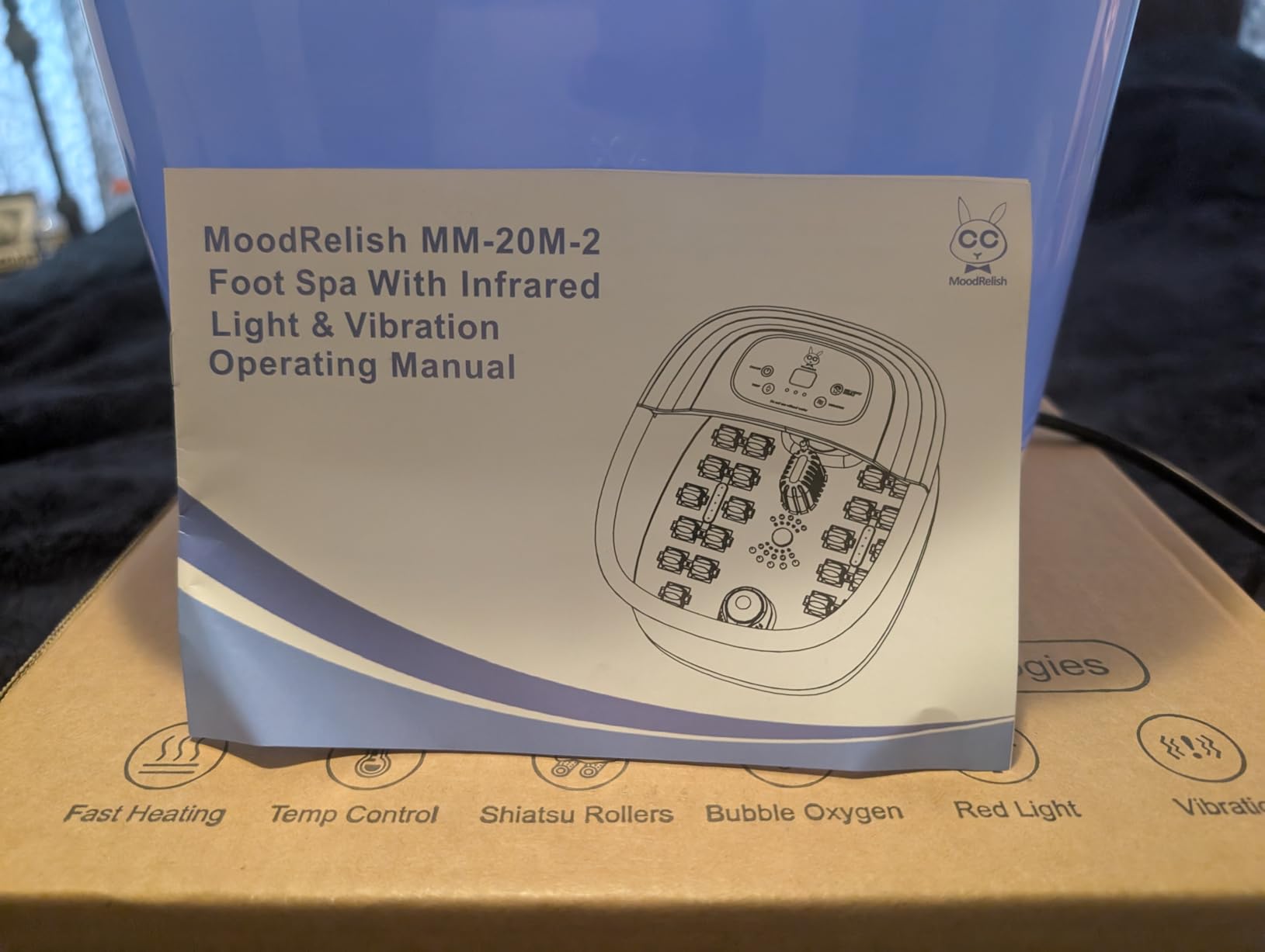 Foot Spa Bath Massager with Heat Bubbles and Vibration Massage and Jets, 16 OZ Calming Lavender Foot Soak Epsom Salt, MoodRelish Foot Soaker with Red Light, 22 Massage Rollers, Adjustable Temp - Black customer photo 2