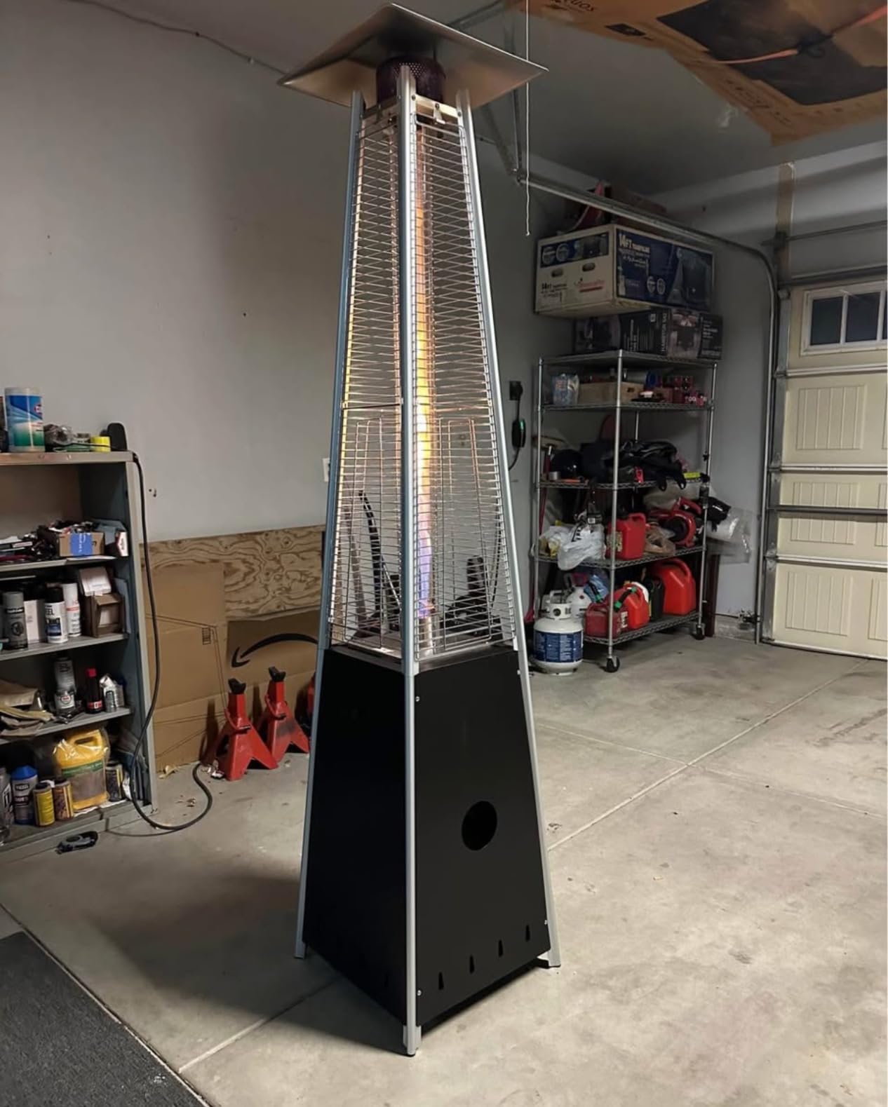 48,000 BTU Flame Pyramid Pool Heater With Cover, Triple Safety Protection Portable Patio Heater with Patio Cover, Warm Glass Tube with Durable Wheels-Brown customer photo 1