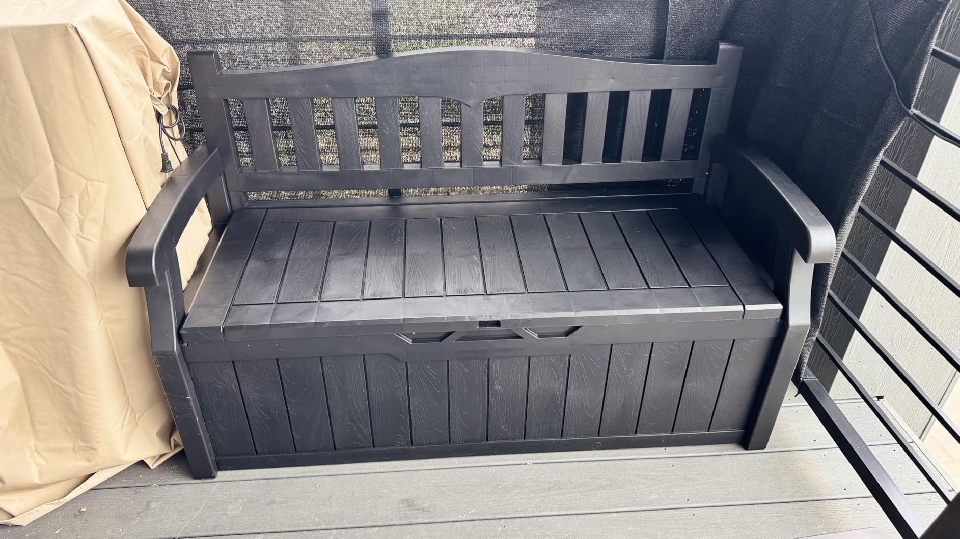 Devoko 80 Gallon Storage Bench Deck Box Waterproof&Lockable | Outdoor Benches for Patio Furniture, Garden Decor and Outdoor Seating for Cushions, Garden Tools and Pool Supplies customer photo 1