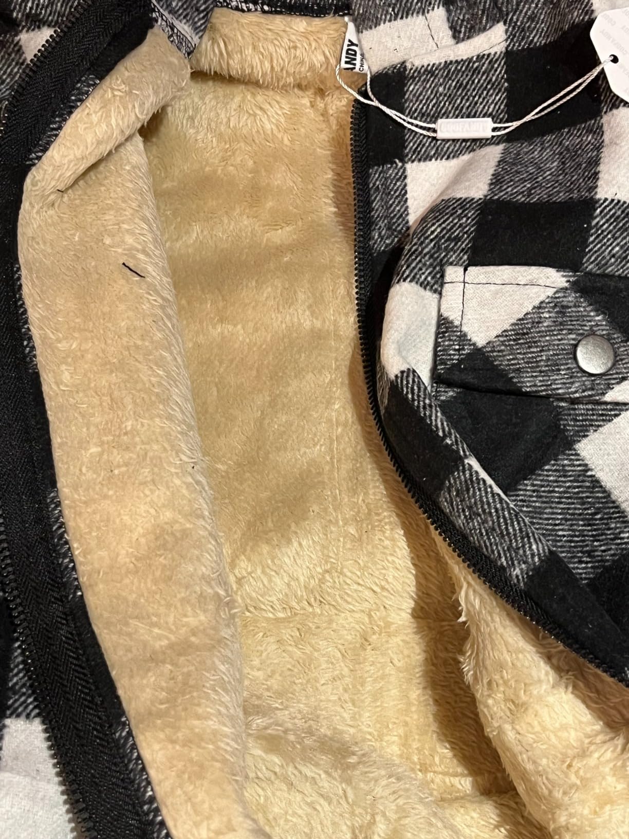 COOFANDY Men's Flannel Fleece Jacket Sherpa Lined Shirt Jacket Plaid Zip Up Hoodie Soft Warm Coat with Hood customer photo 2