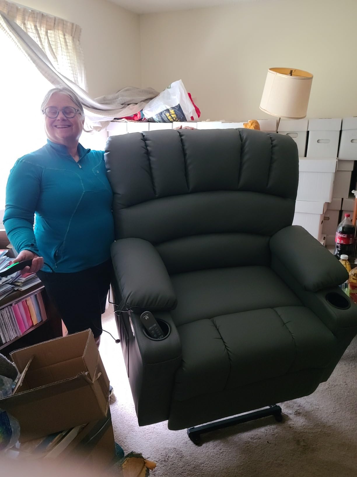 MCombo Oversized Power Lift Recliner Chair for Elderly R7092 (Dark Brown) | Stand Assistance, Wide seat, Heat and Massage, 4.7