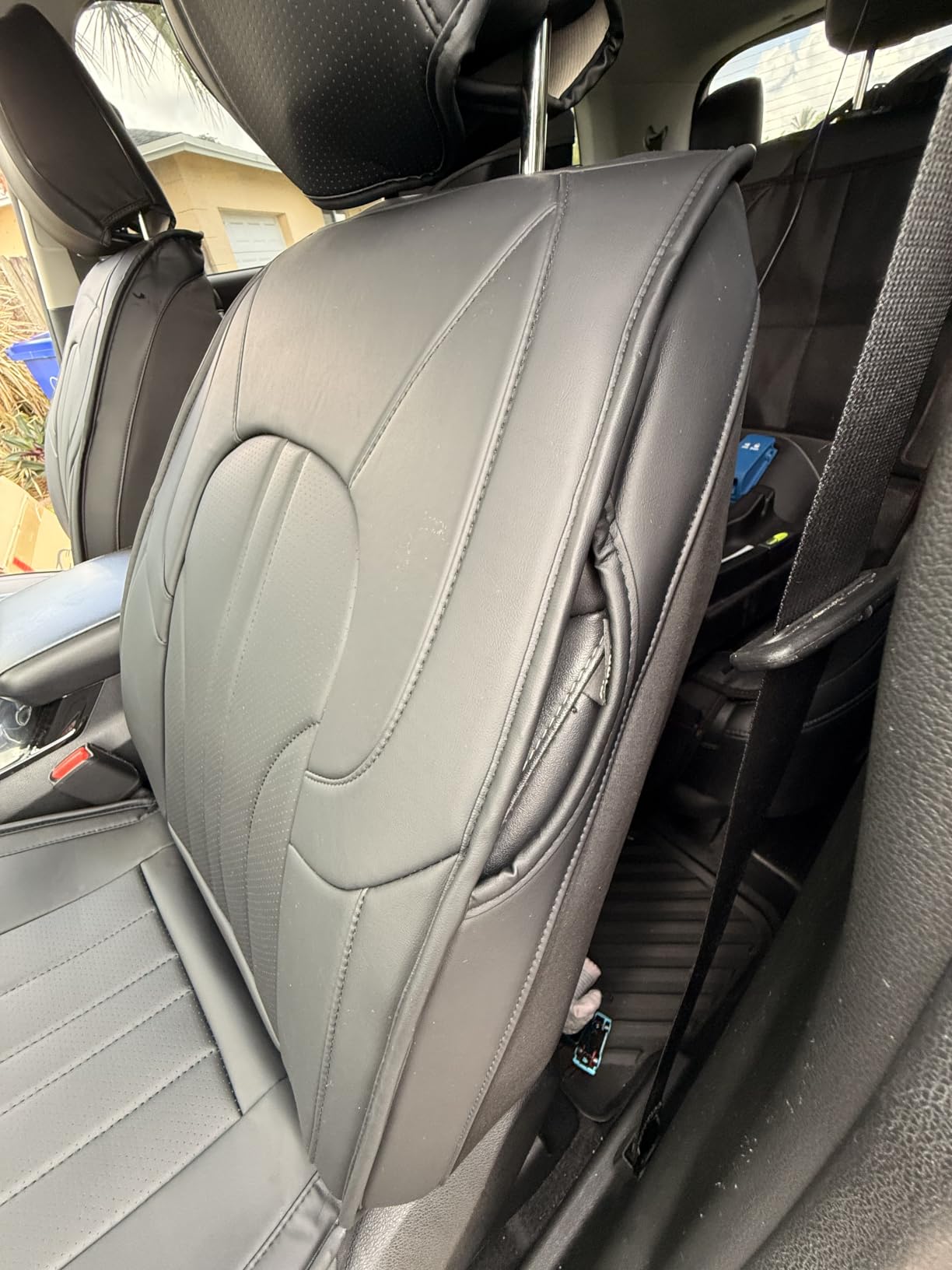 MINGBRON Car Seat Cover Full Set, Leather Car Seat Cover, Waterproof Seat Covers, Car Seat Cushion, Nappa Leather Seat Covers Car Seat Protector Universal Fit Most Cars Black customer photo 1