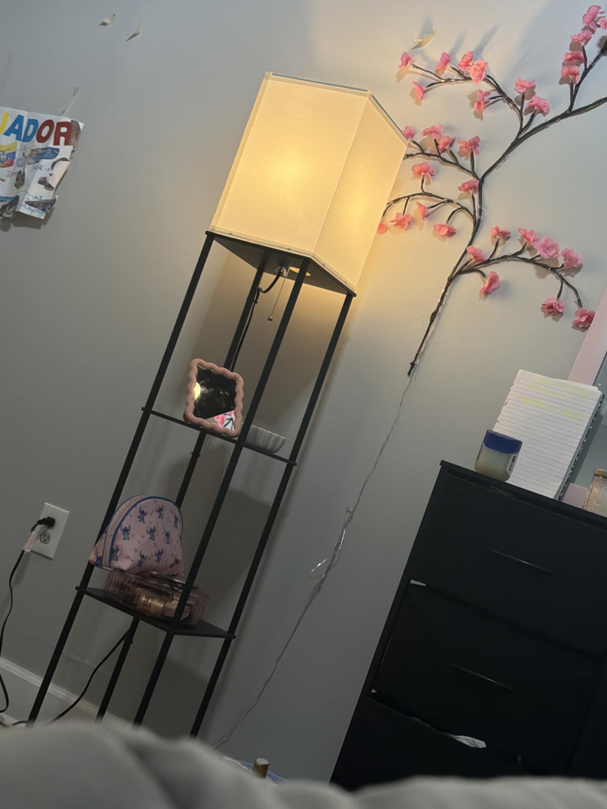 Gupuzm Floor Lamp with Shelves, Modern Square Standing Lamp with 3 Color Temperature Bulb, Corner Display Bookshelf Lamp for Living Room, Bedroom and Office (Black) customer photo 2