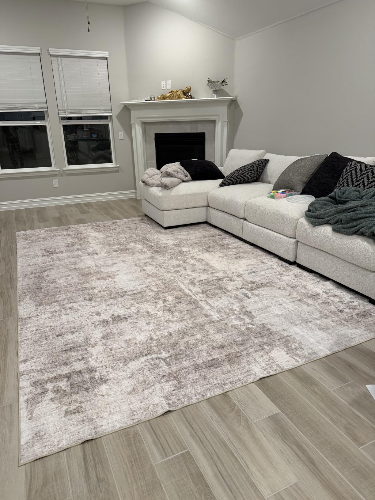 Soalmost 9x12 Area Rugs for Living Room, Non Slip Machine Washable Vintage Rugs, Low Pile Lightweight Large Rug for Bedroom, Dining Room, Home Office Beige customer photo 1