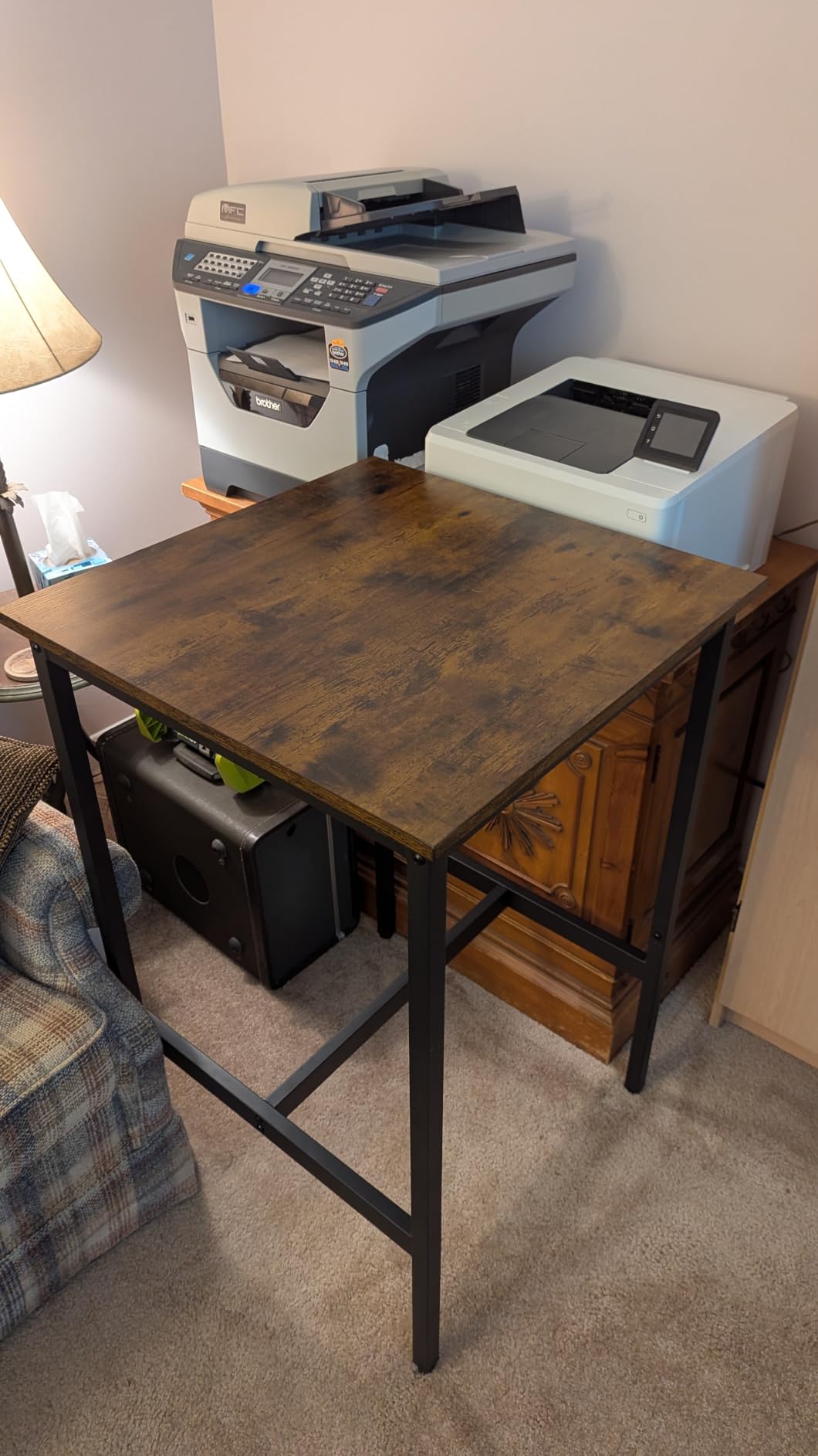 VASAGLE Bar Table, High Top Pub Table, Square, Metal Frame | Sturdy Kitchen Dining Table, for Living Room Party, 23.6 x 23.6 x 41.7 Inches for Narrow Spaces, Rustic Brown ULBT035K01 customer photo 1