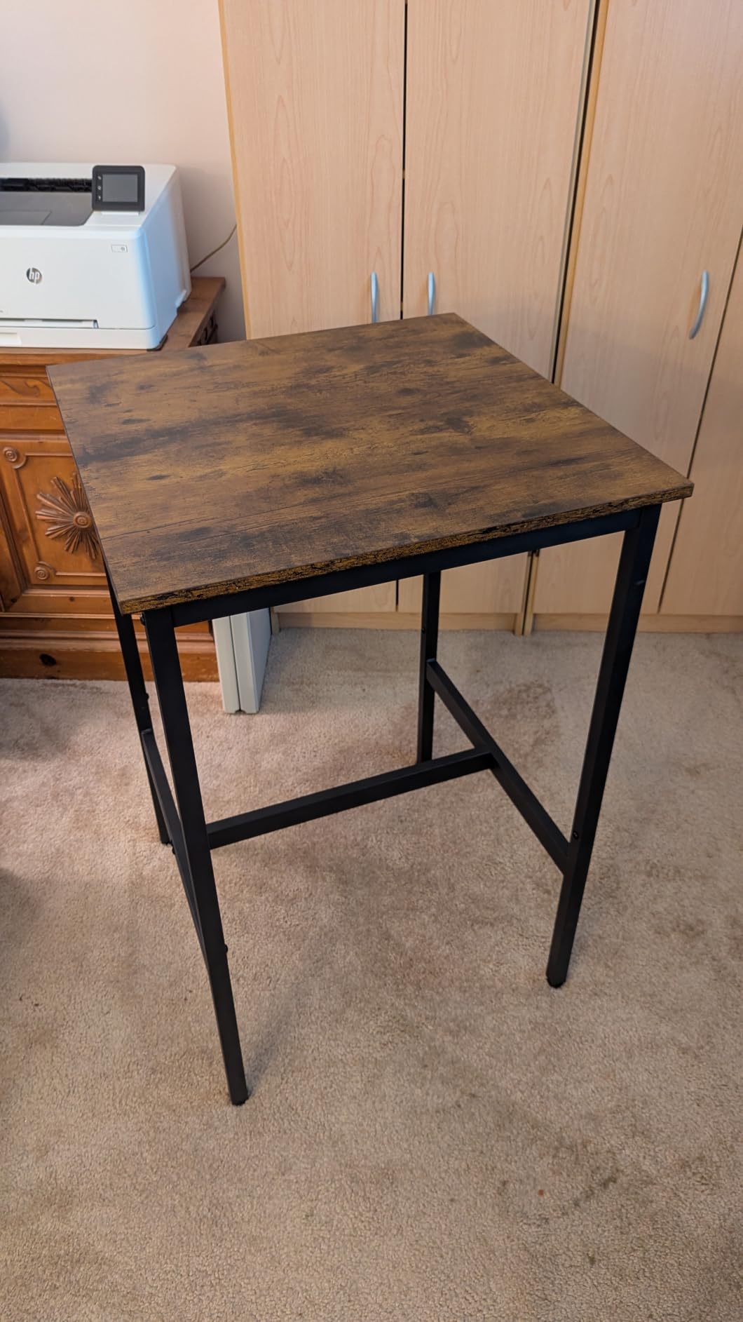 VASAGLE Bar Table, High Top Pub Table, Square, Metal Frame | Sturdy Kitchen Dining Table, for Living Room Party, 23.6 x 23.6 x 41.7 Inches for Narrow Spaces, Rustic Brown ULBT035K01 customer photo 2