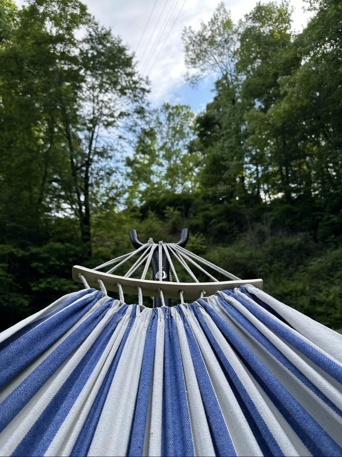 Everyfun Double Hammock with Stand for 2 Person, 600 lbs Heavy Duty Cotton Bed with Steel Stand, Free Standing for Outdoor Indoor Patio, Carrying Bag Included customer photo 2