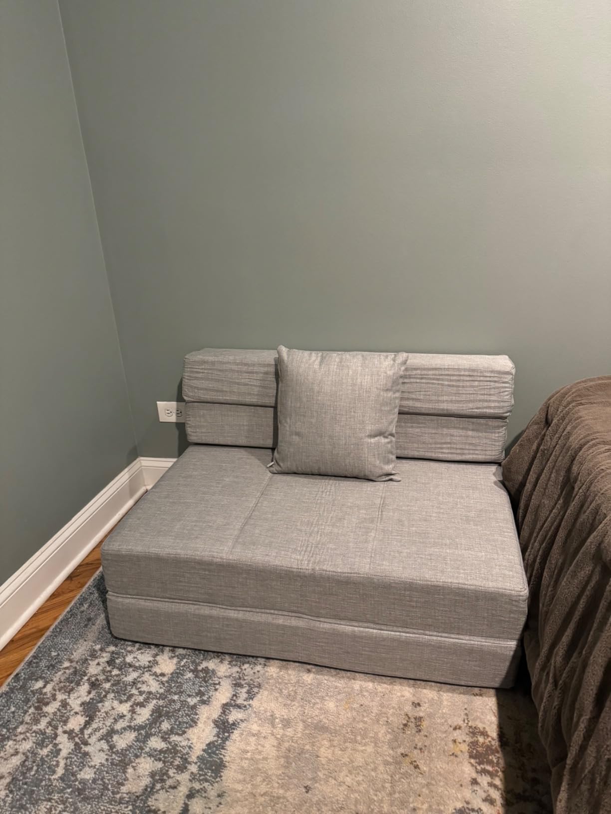 Folding Sofa Bed, Fold Out Couch Memory Foam Sleeper Chair with 2 Pillows | Queen Size Futon Couch Guest Convertible Chair Bed, Comfy Floor Sofa Lounge Washable Cover, Dark Green customer photo 2
