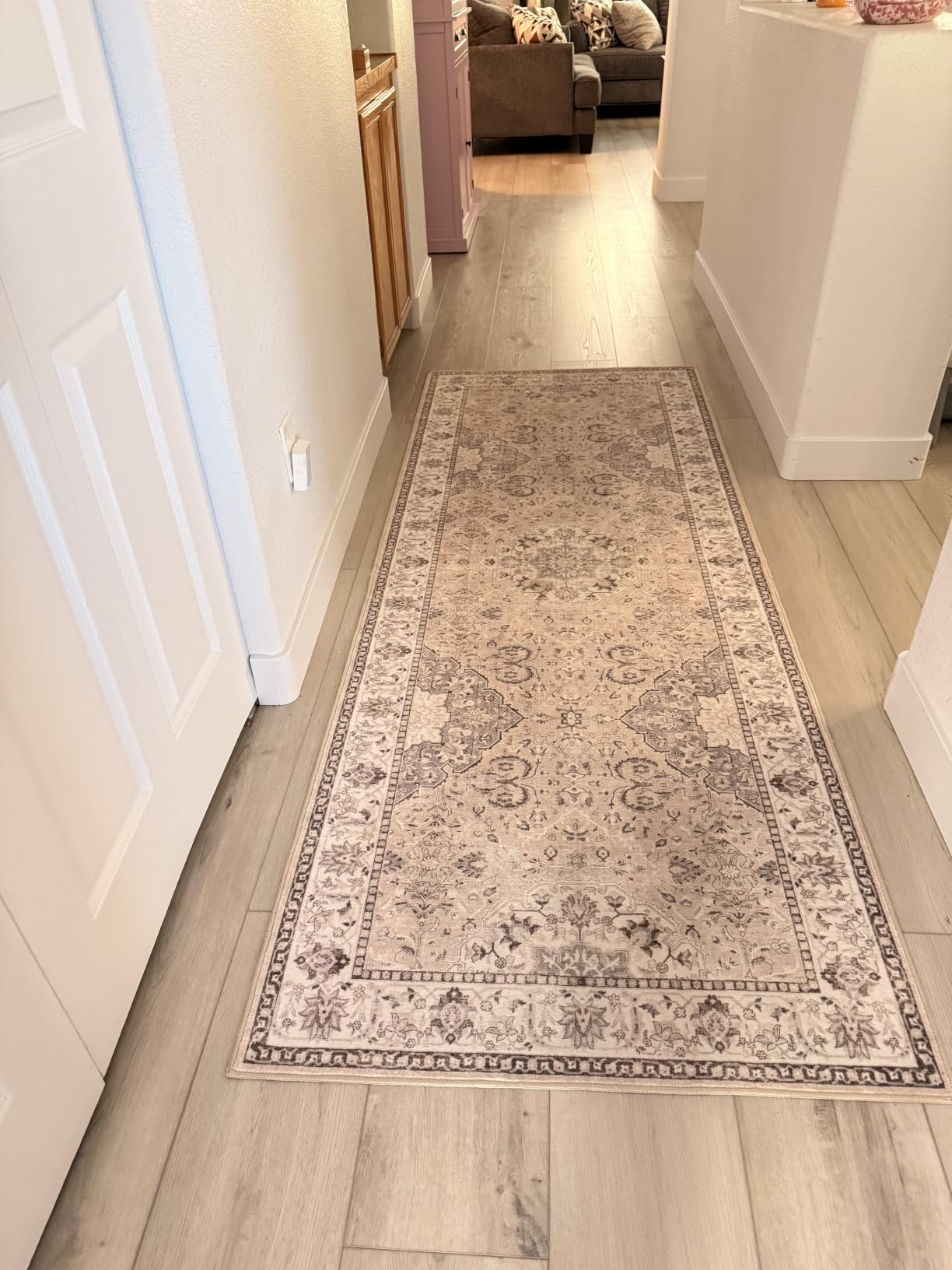 2x6 Hallway Washable Runner Rug: Vintage Soft Kitchen Laundry Runner with Non Slip Backing Farmhouse Entryway Living Room Floor Mat Stain Resistant Carpet for Bedroom Bathroom Distressed Beside Rug customer photo 2