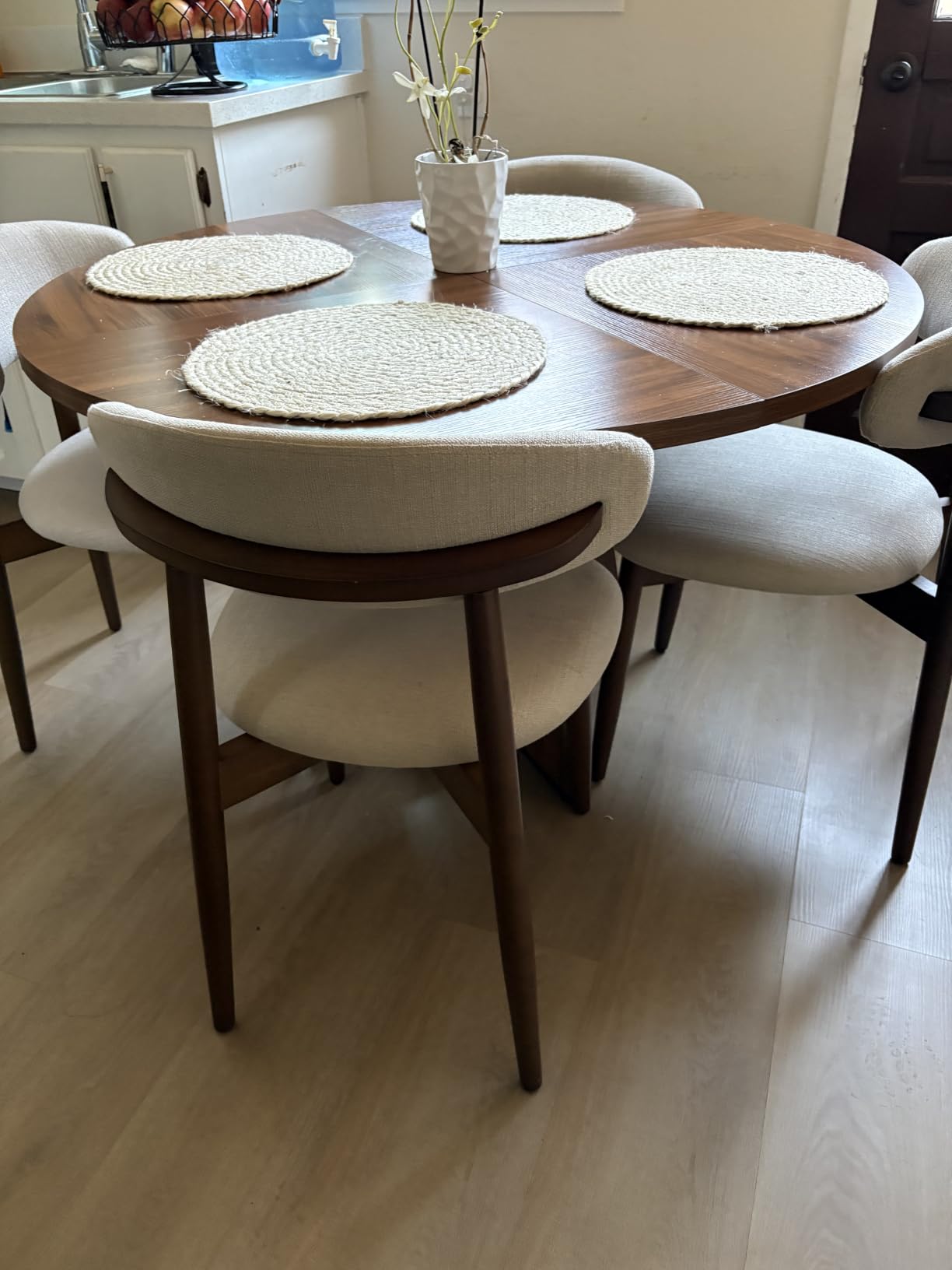 LITTLE TREE Round Dining Table for 4-6 People, 47 Inches Dining Room Table with Wooden Pedestal Base, Modern Dinner Table, Circle Kitchen Tables for Dining Room, Kitchen, Living Room(Table Only) customer photo 1