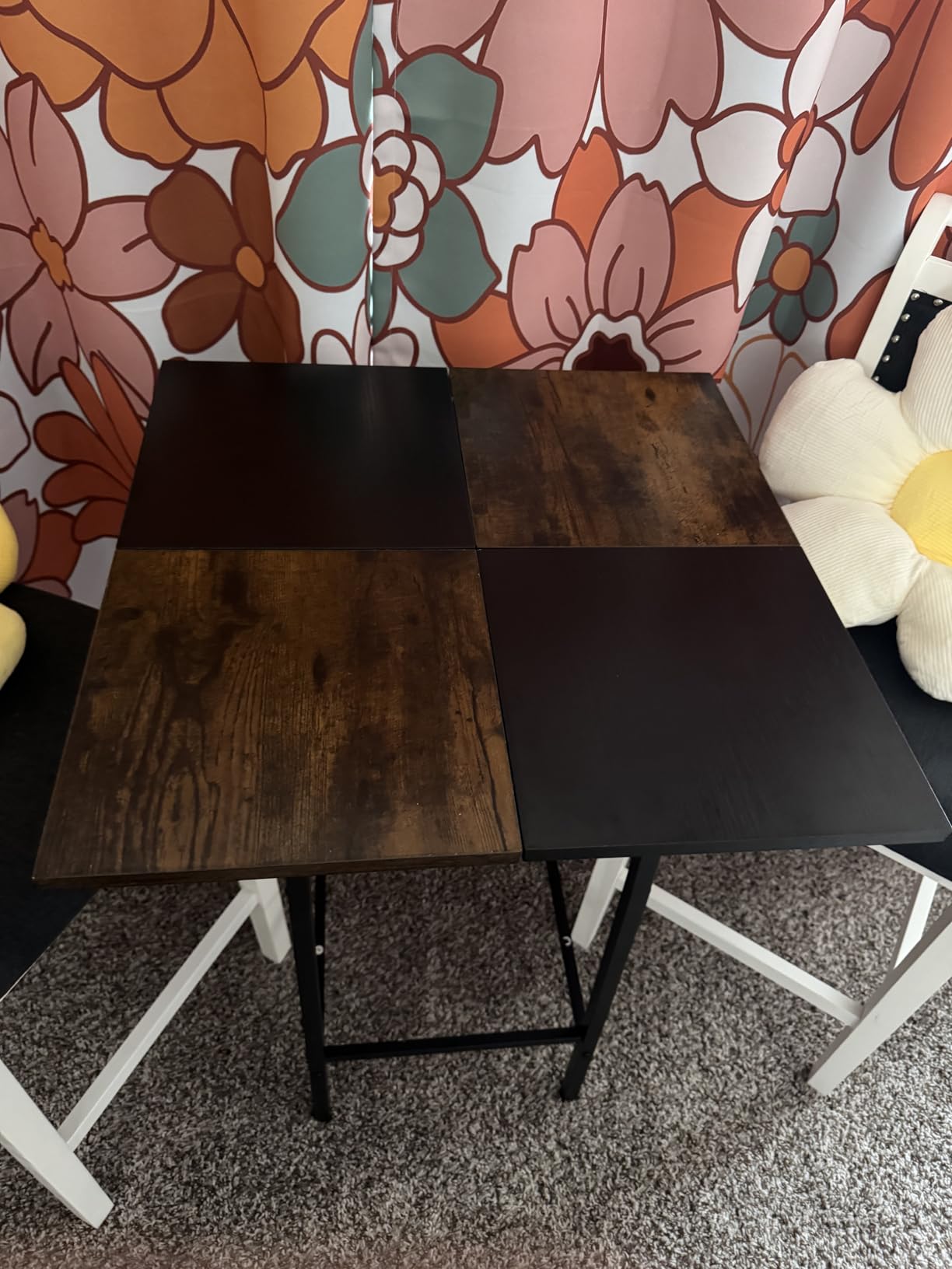 Bar Table, Kitchen Dining Table, Bar Counter Height Table, Pub Color Matching Breakfast Table, for Dining Room, Tavern, Coffee Corner, Party, Rustic Brown and Black BT02BR customer photo 1