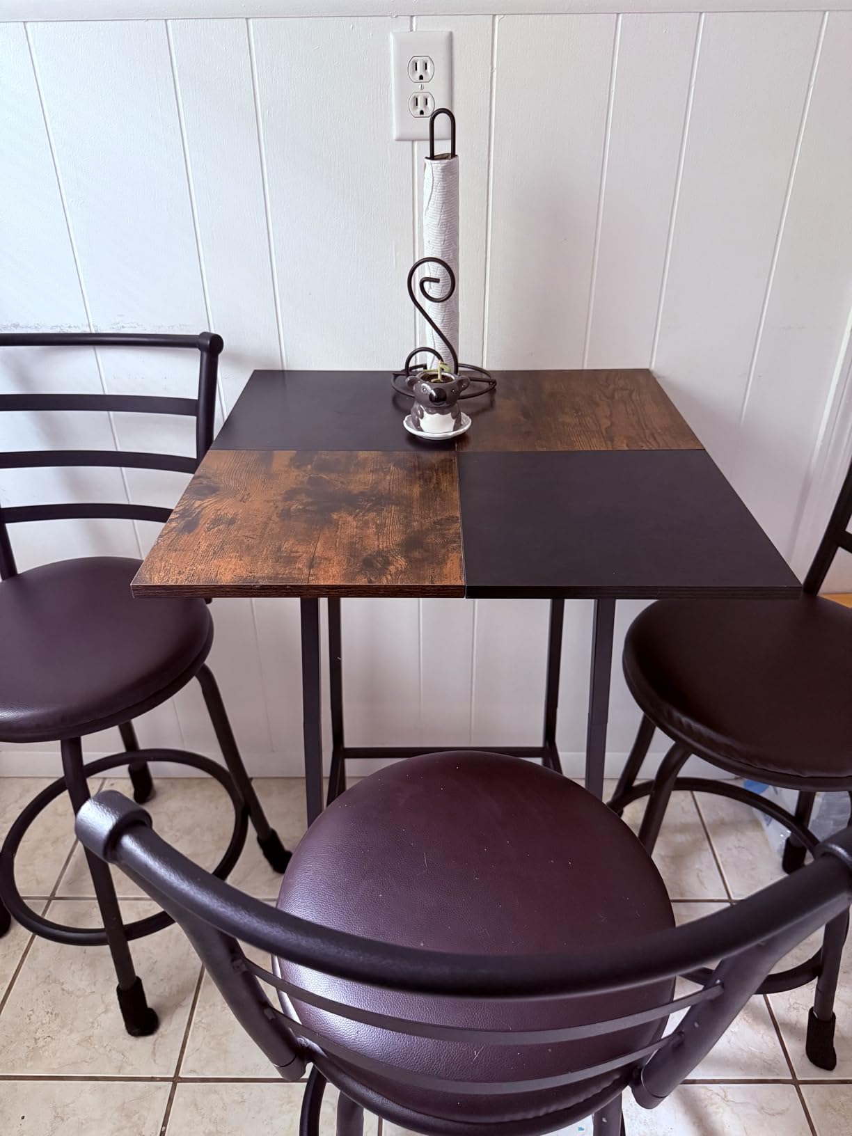 Bar Table, Kitchen Dining Table, Bar Counter Height Table, Pub Color Matching Breakfast Table, for Dining Room, Tavern, Coffee Corner, Party, Rustic Brown and Black BT02BR customer photo 2